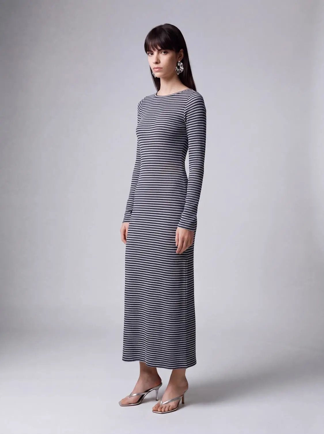 Back Cut-Out Striped Maxi Dresses