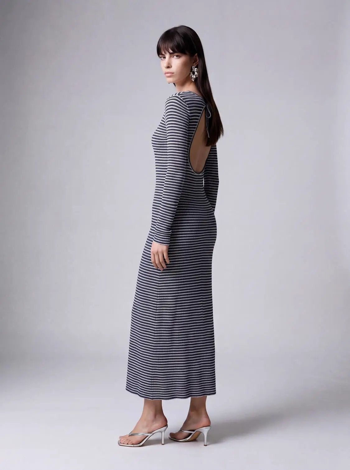 Back Cut-Out Striped Maxi Dresses