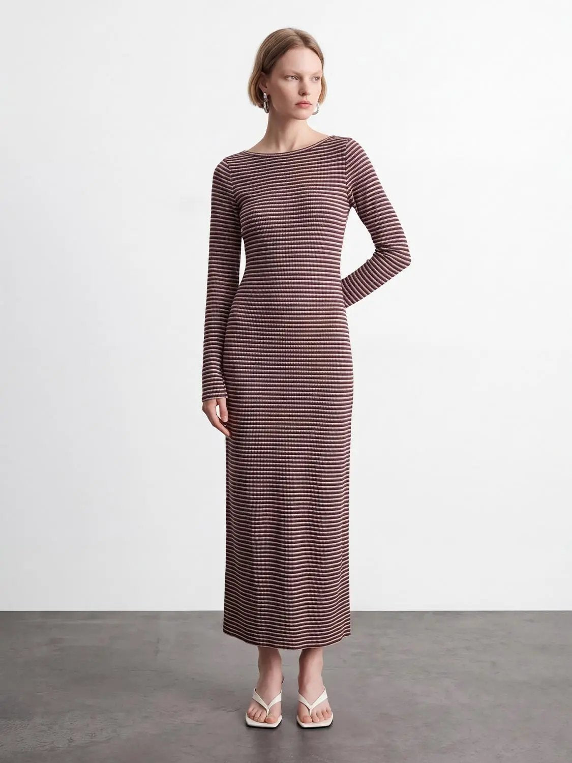 Back Cut-Out Striped Maxi Dresses