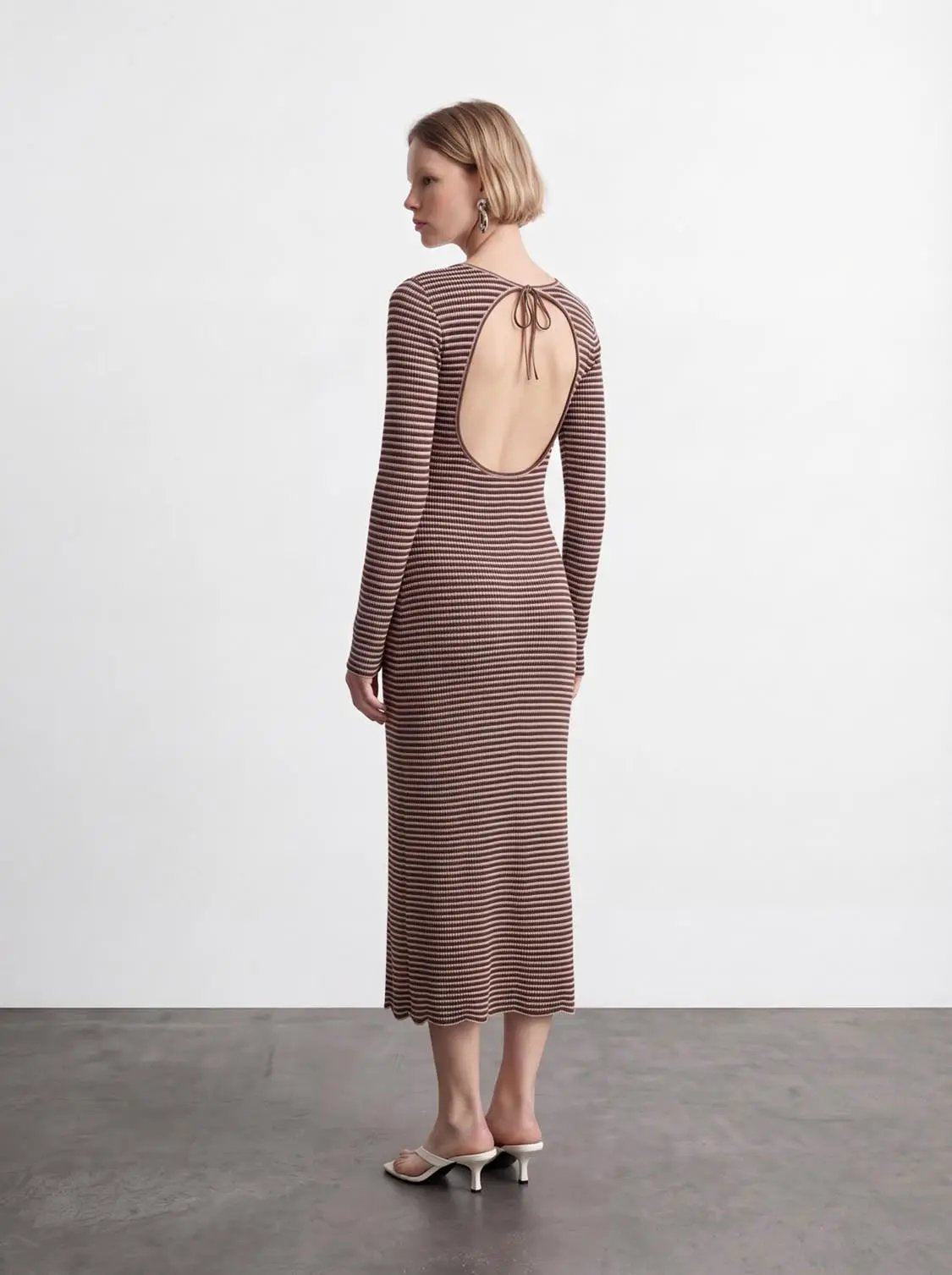 Back Cut-Out Striped Maxi Dresses