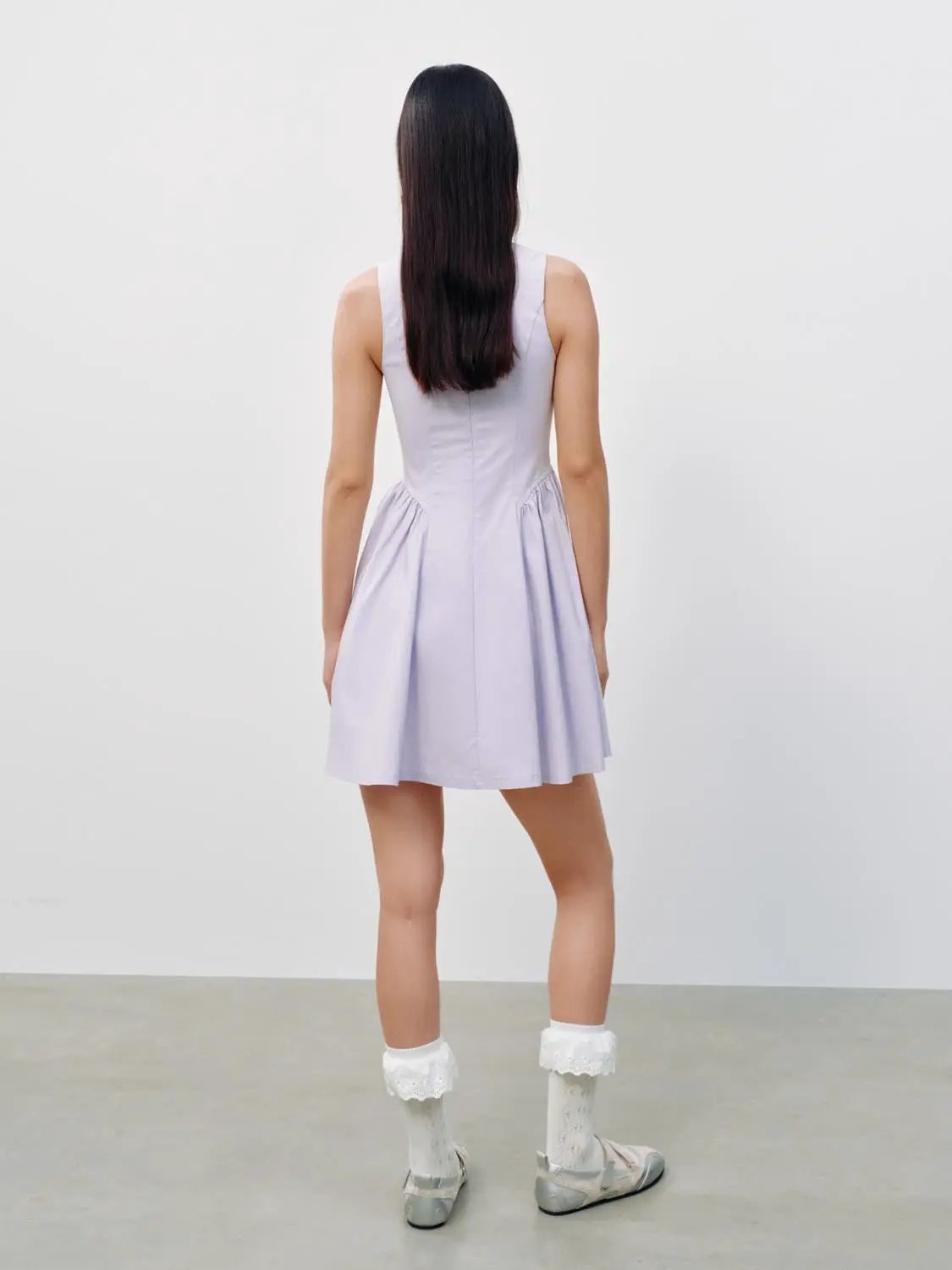 Tie Keyhole Neck Sleeveless A-Line Cotton Mini Dress