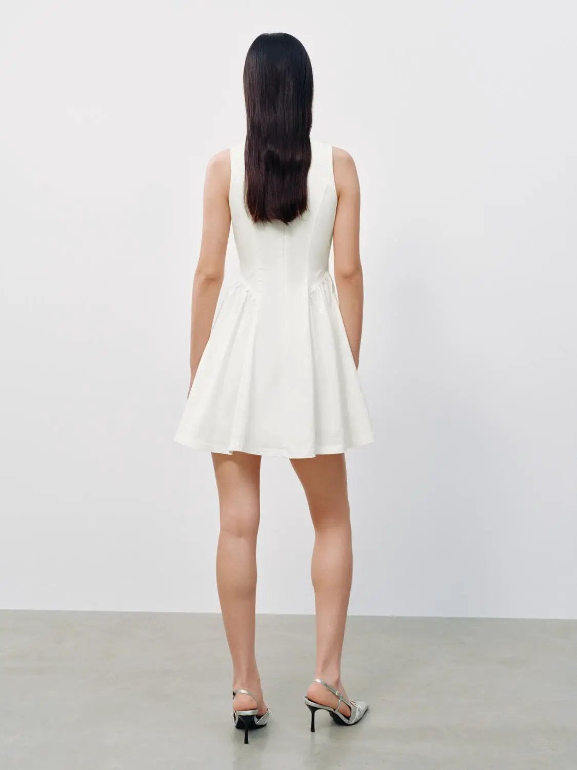 Tie Keyhole Neck Sleeveless A-Line Cotton Mini Dress
