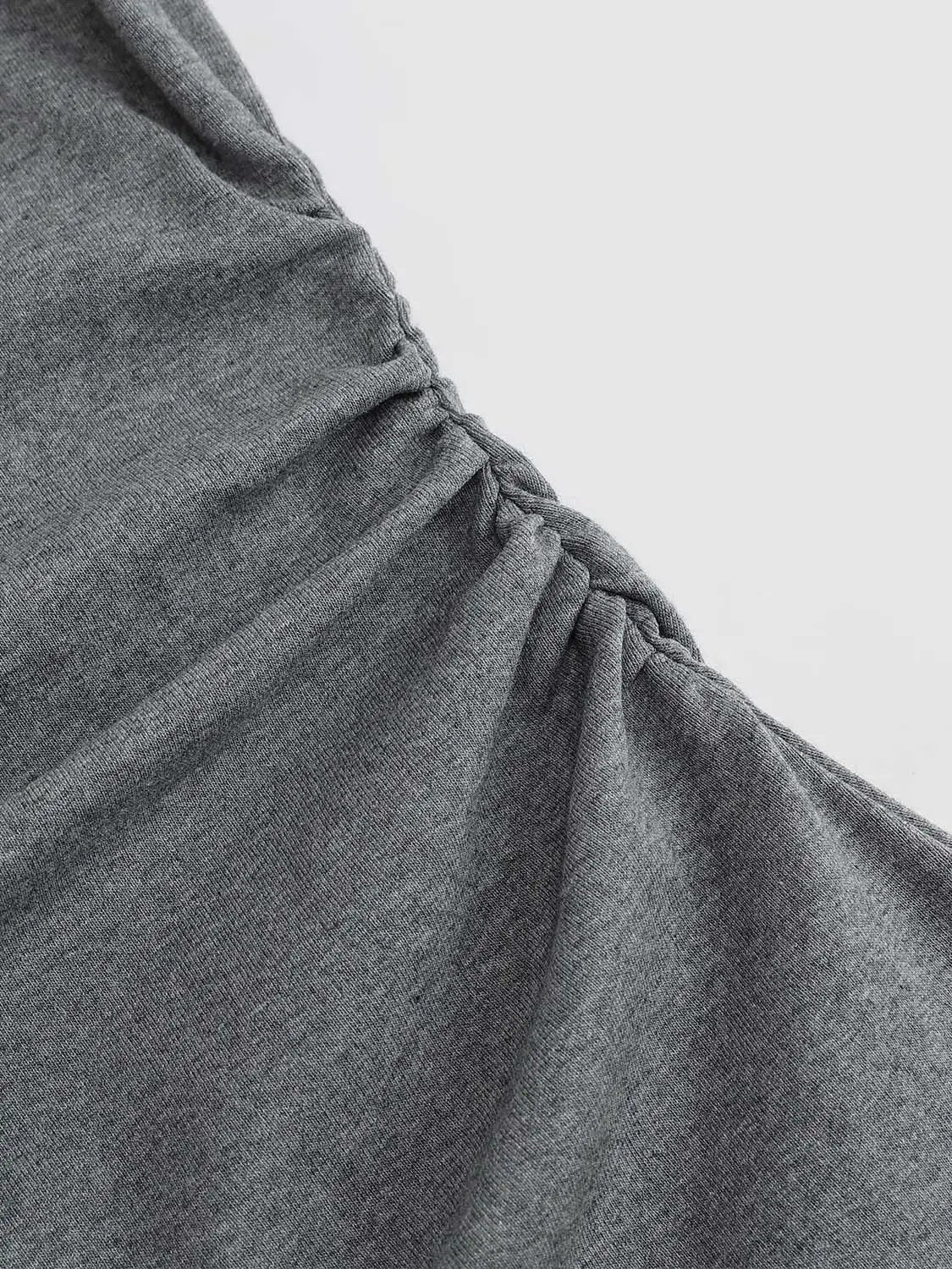 Slim One Shoulder Short Sleeve Side Ruched Mini Dress