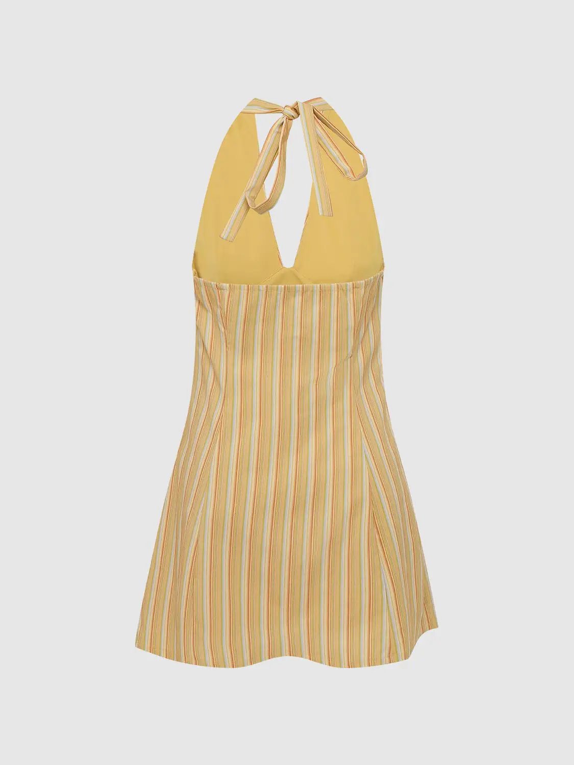 Tie Neck Striped A-Line Sleeveless Mini Dress
