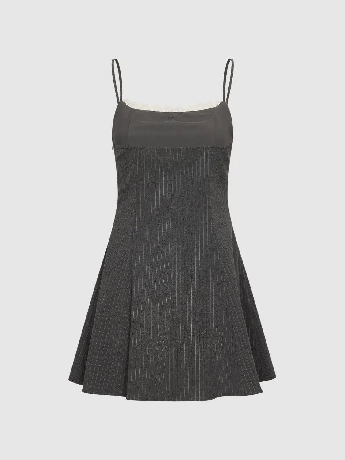 Striped Lace Trim Bow A-Line Sleeveless Dress
