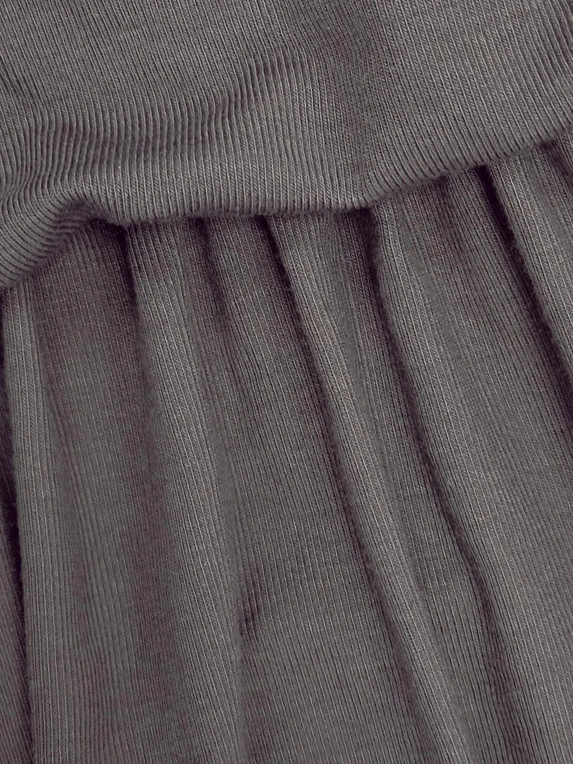 A-line Charcoal Solid Ruched Waist Short Sleeve Dress