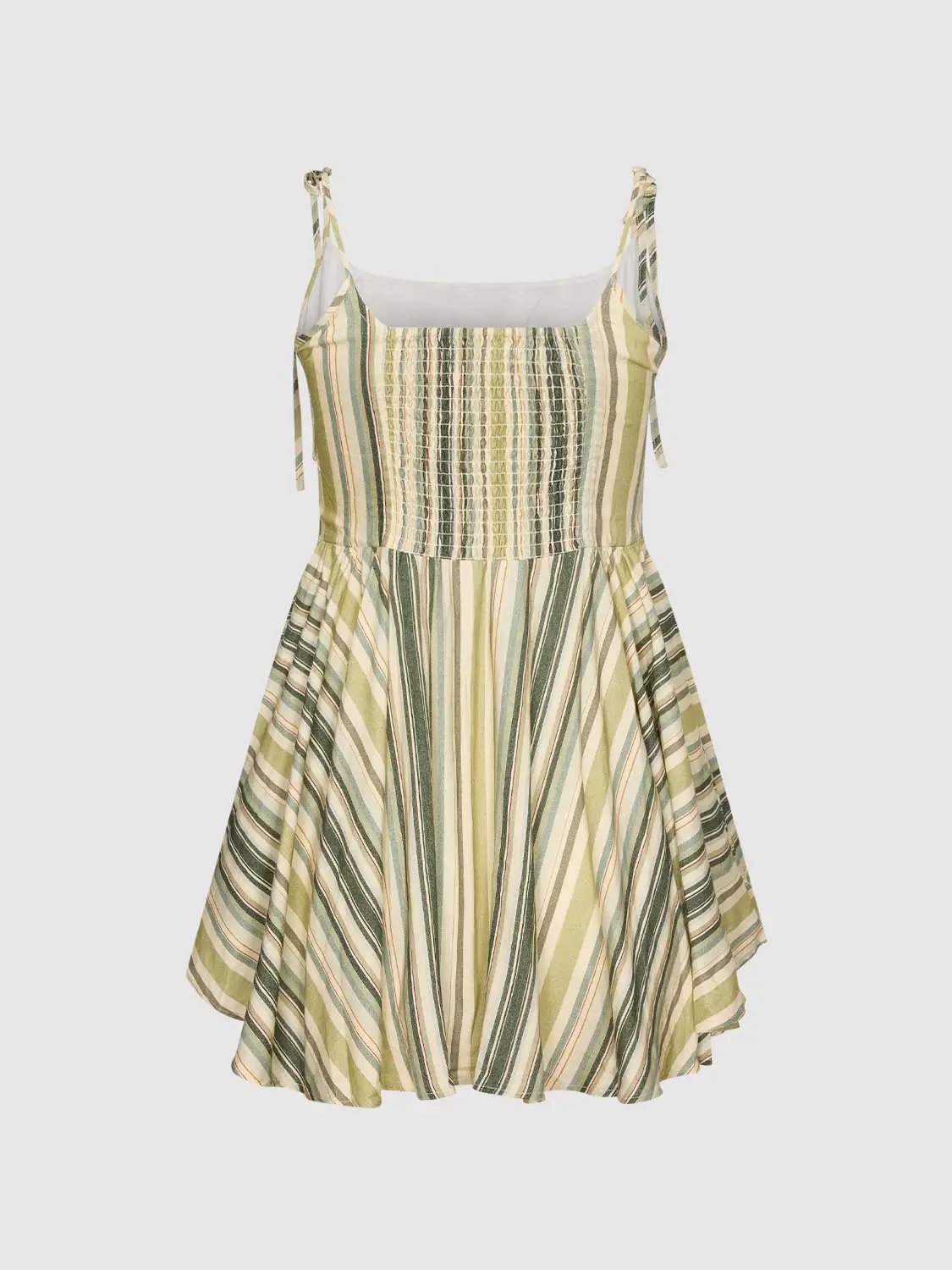 Striped Tie Strap Button Dress