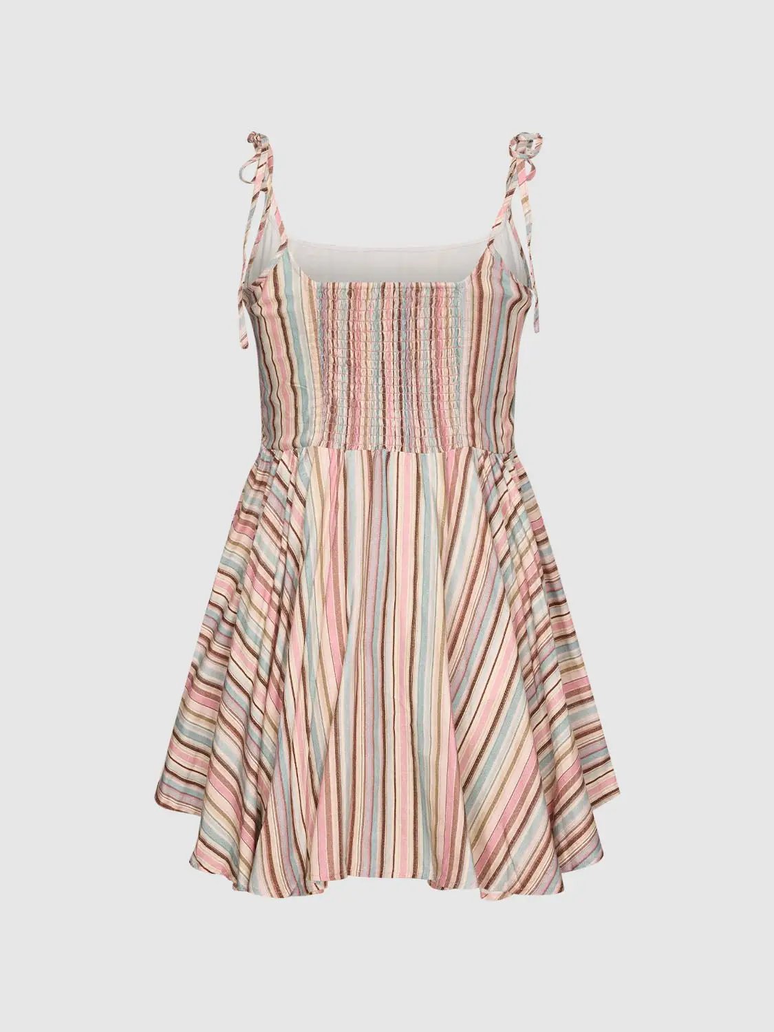 Striped Tie Strap Button Dress
