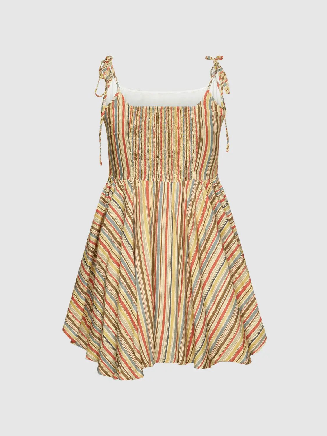 Striped Tie Strap Button Dress