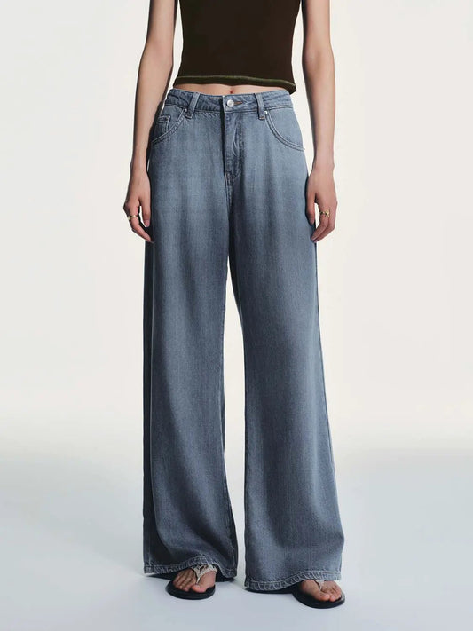 Comfortable Flattering Fit Wide Leg Denim Jeans