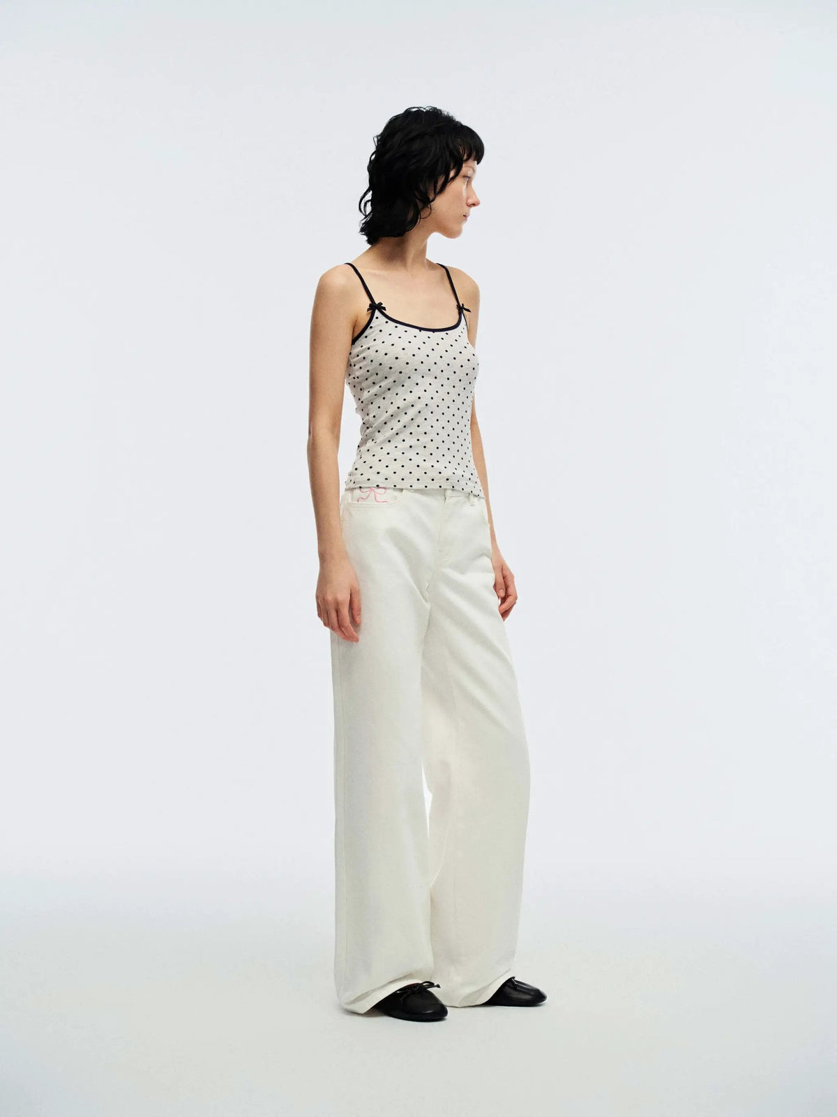 Fine Embroidered Cotton Straight Leg Jeans