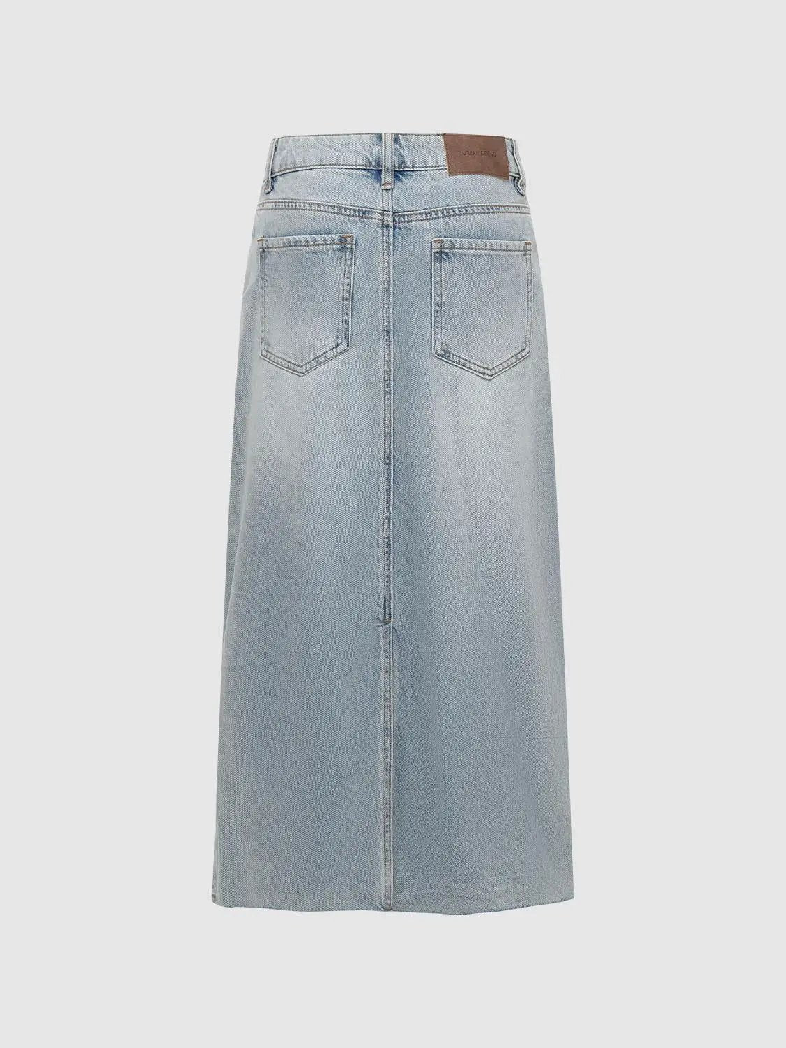 Dyed Cotton Denim Split Hem Skirt