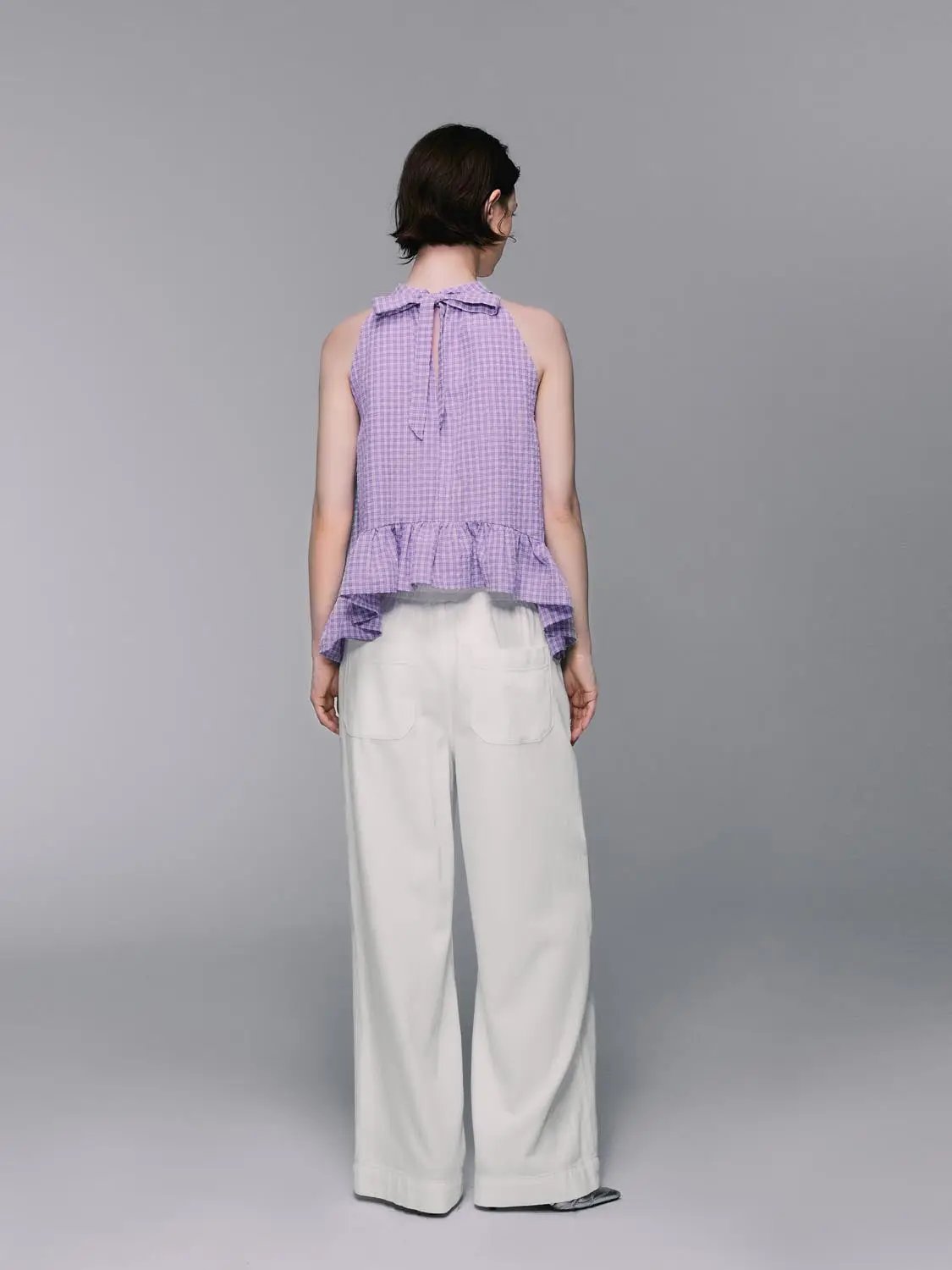 Relaxed Elastic Waist Cotton Wide-leg Pants