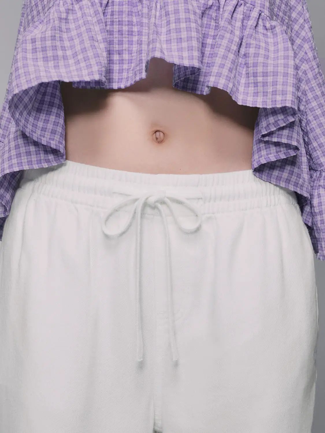 Relaxed Elastic Waist Cotton Wide-leg Pants