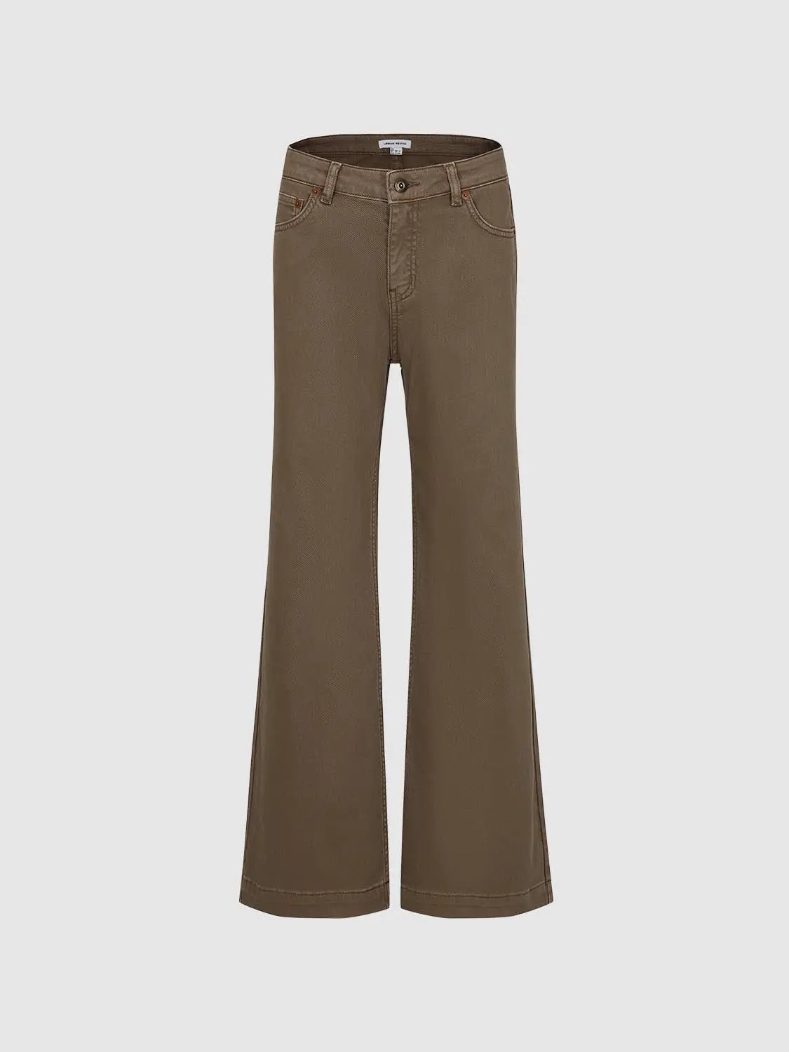 Mid Waist Denim Flare Pants