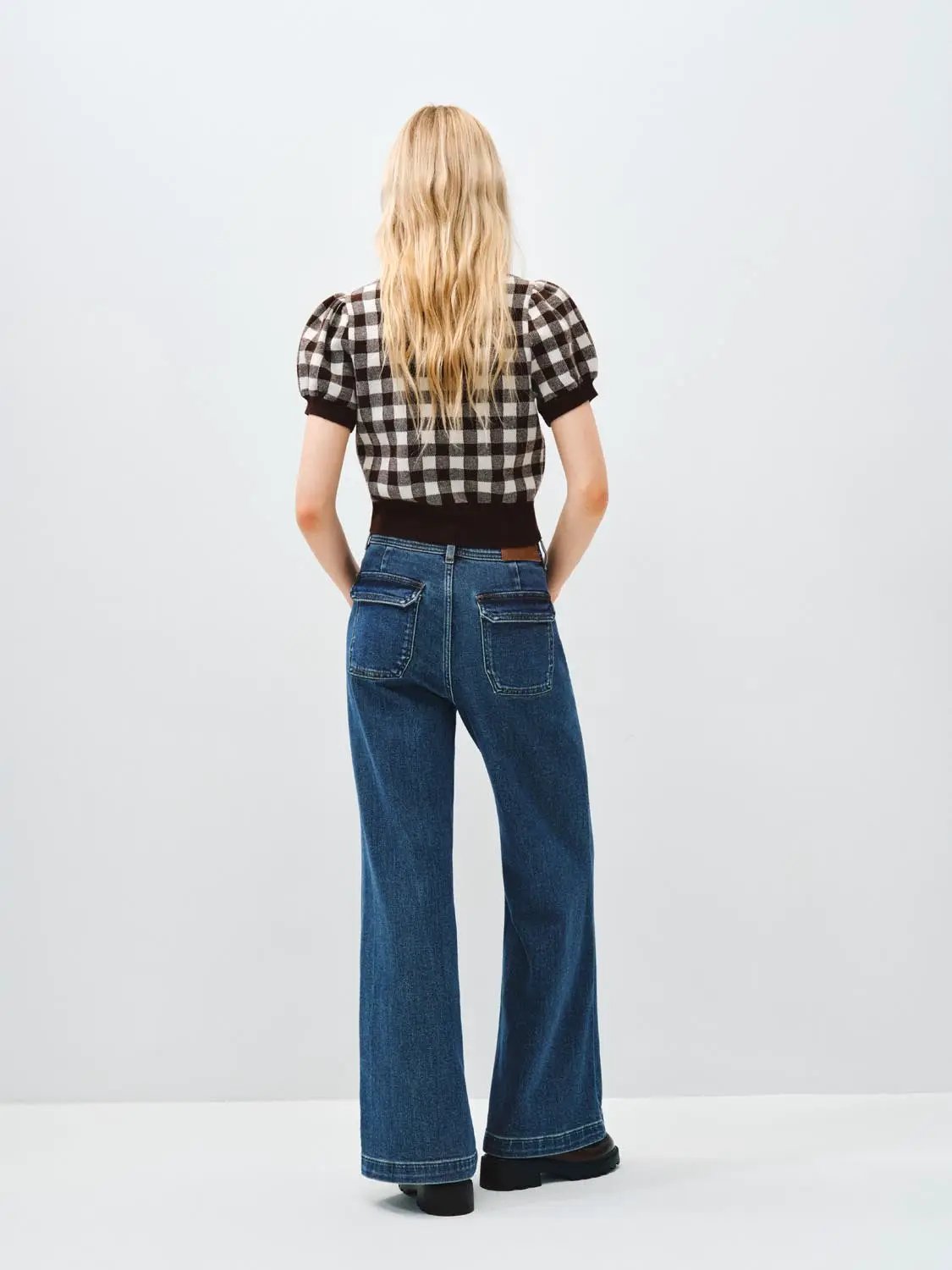 High-waisted Wide-leg Regular Cotton Jeans