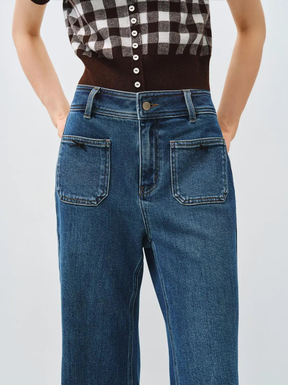 High-waisted Wide-leg Regular Cotton Jeans