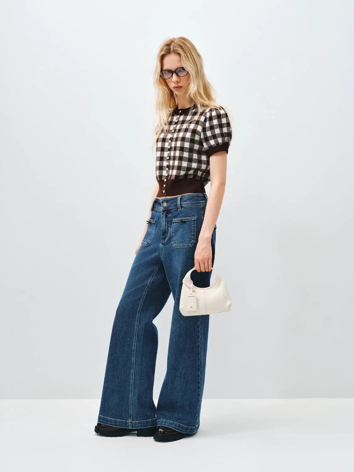 High-waisted Wide-leg Regular Cotton Jeans