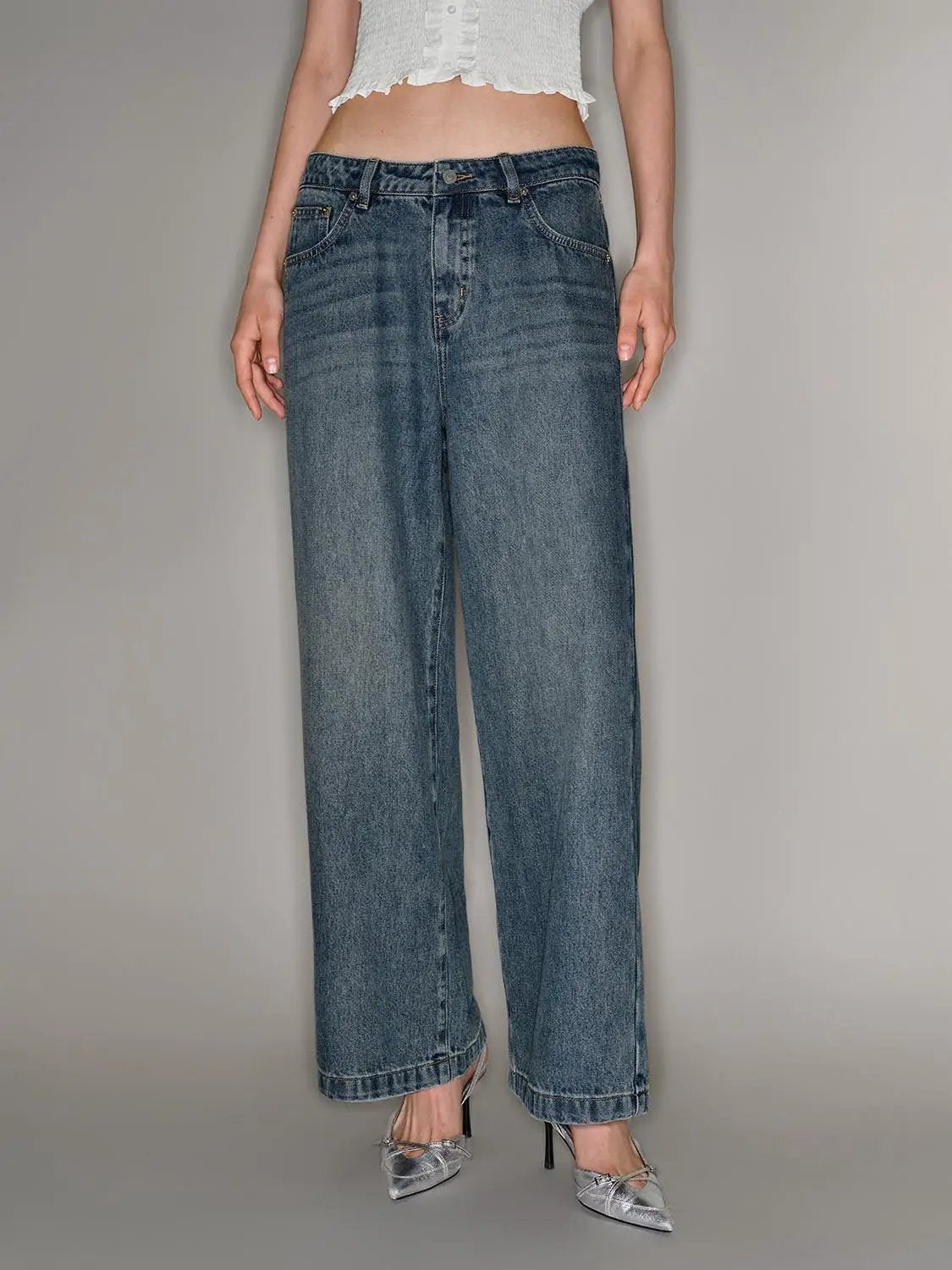 Wide-leg Medium Stretch Lyocell Cotton Blend Jeans
