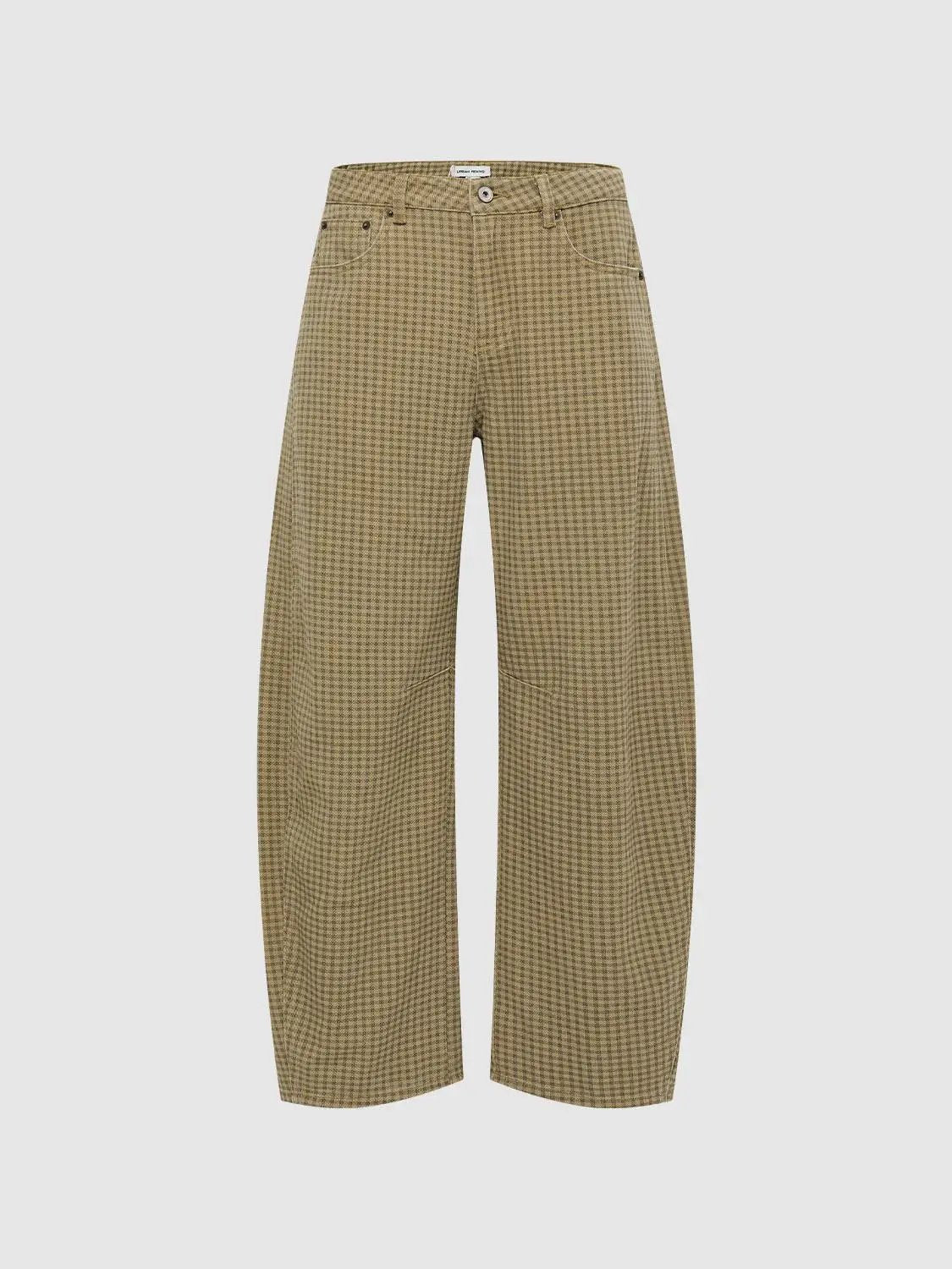 Checked Wide-leg Cotton Blend Pants