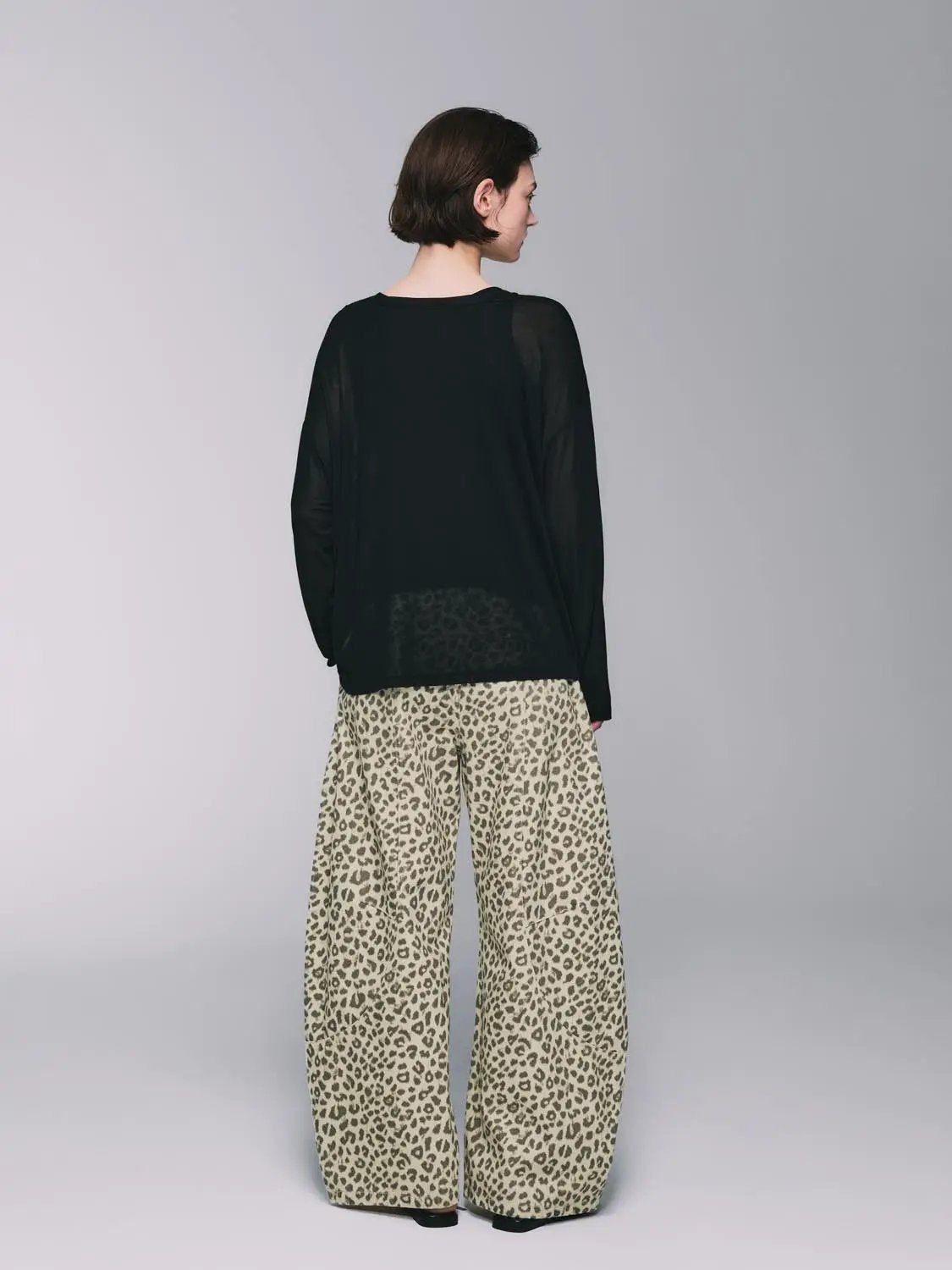 Leopard Print High Waist Barrel Wide Leg Casual Trousers