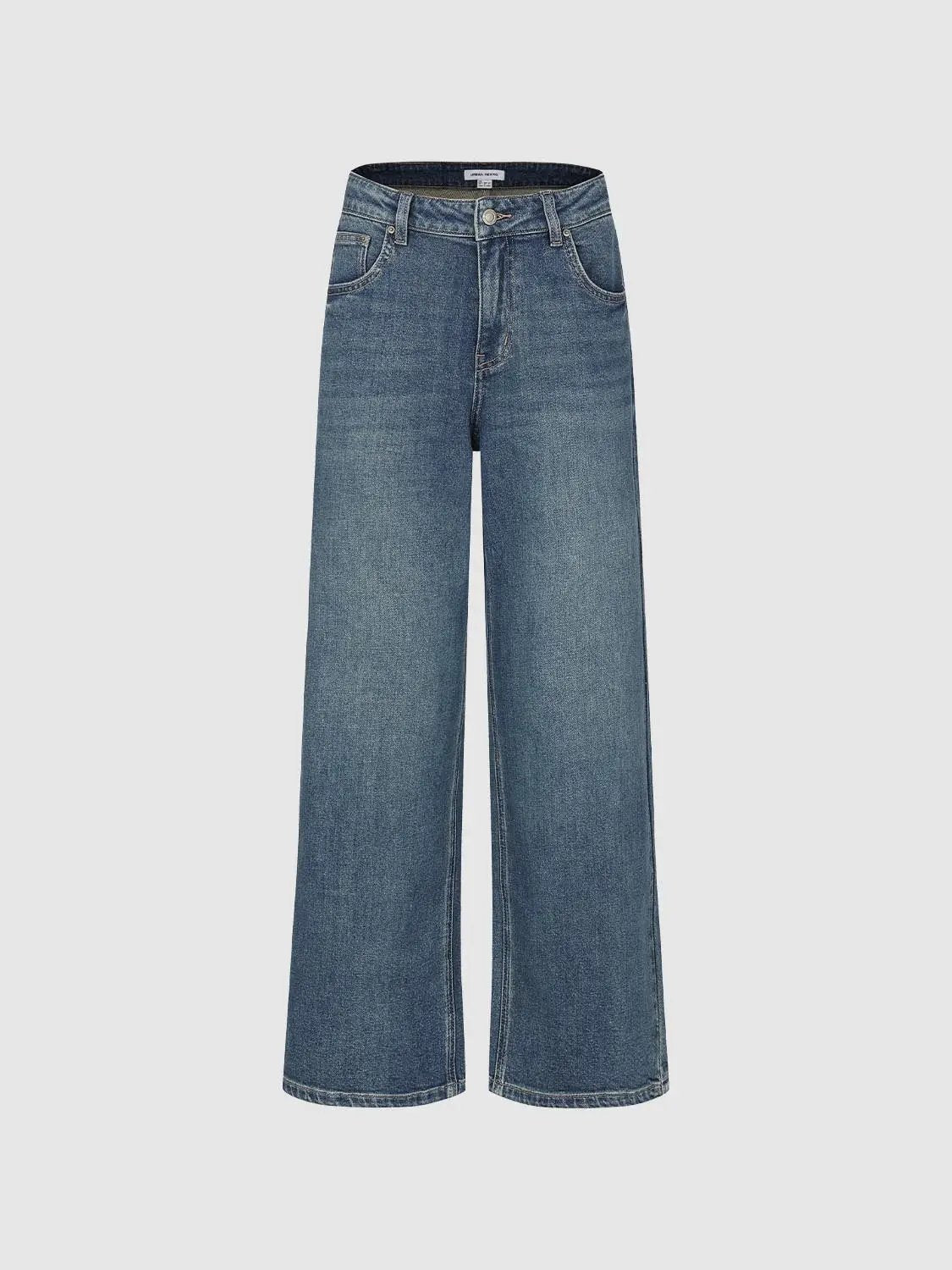 Mid-rise Wash Wide-leg Cotton Jeans