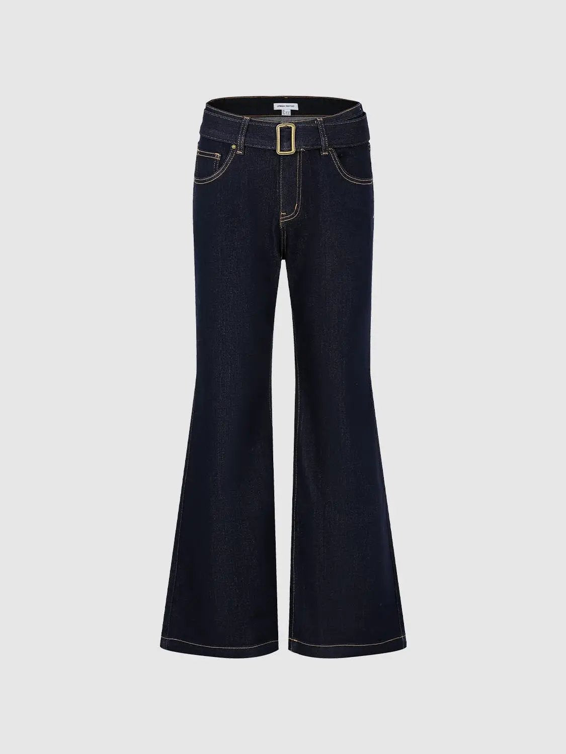 Wash Belted High-waisted Flared Jeans