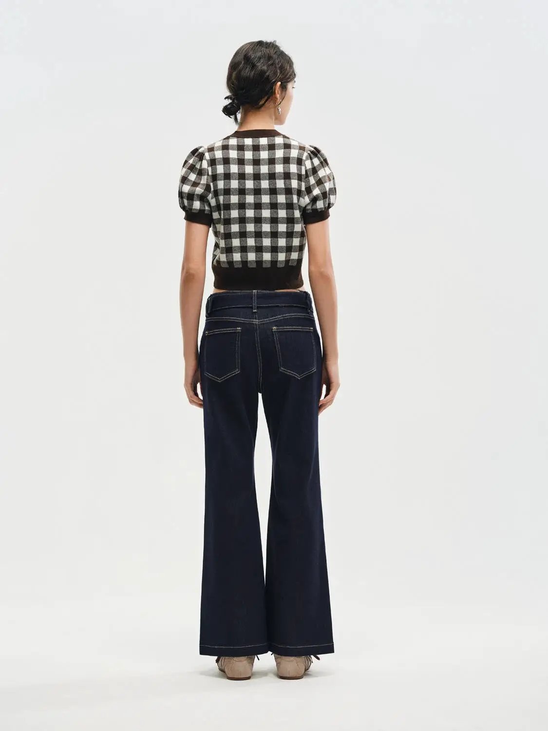 Wash Belted High-waisted Flared Jeans