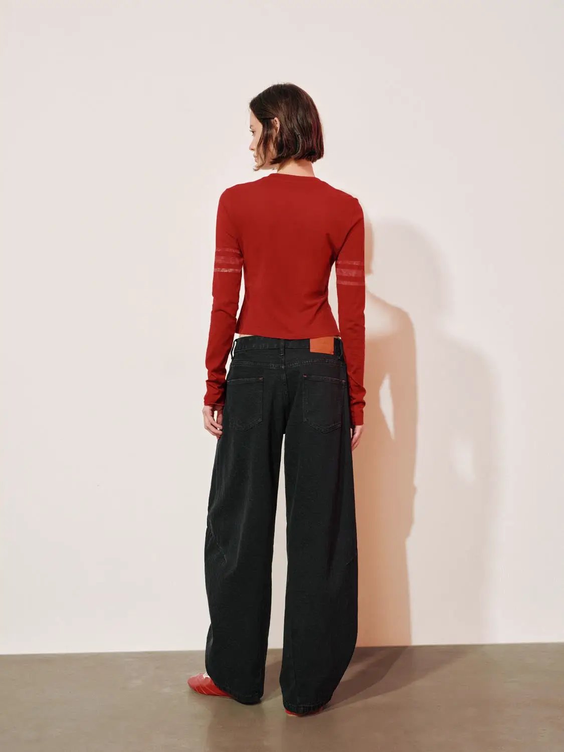 Wide-leg High-waisted Cotton Blend Jeans