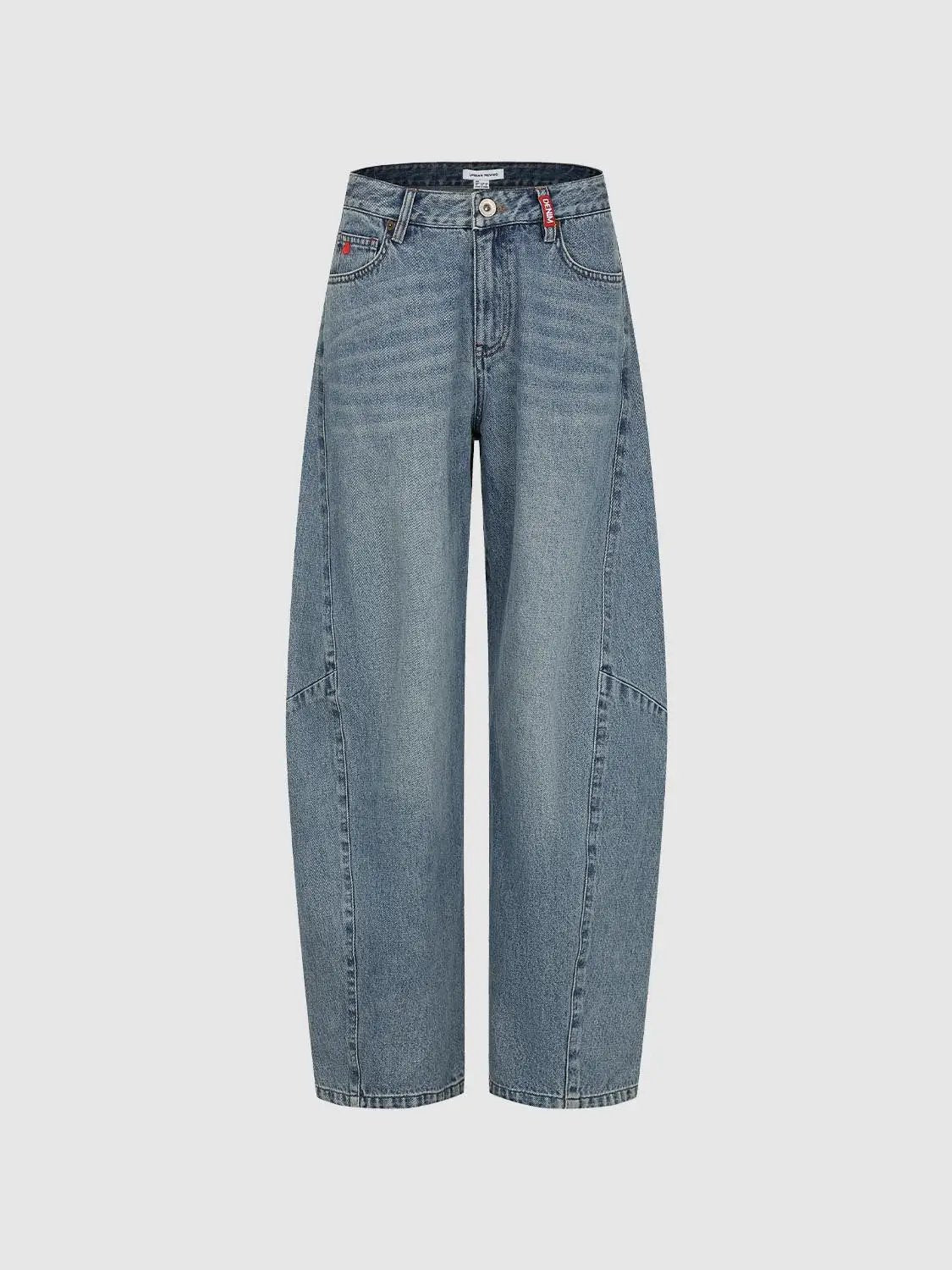 High-waisted Panelled Cotton Wide-leg Jeans