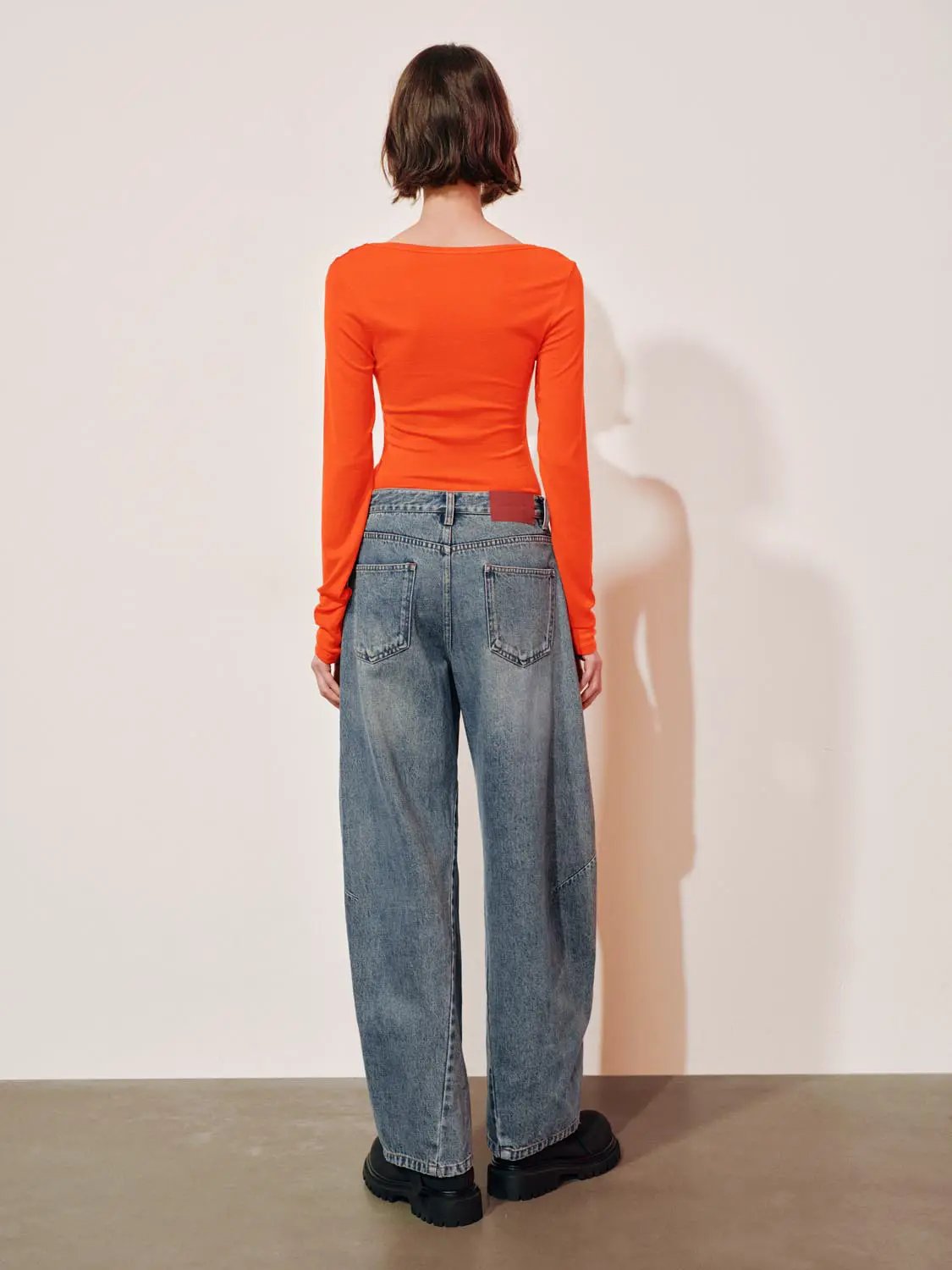 High-waisted Panelled Cotton Wide-leg Jeans