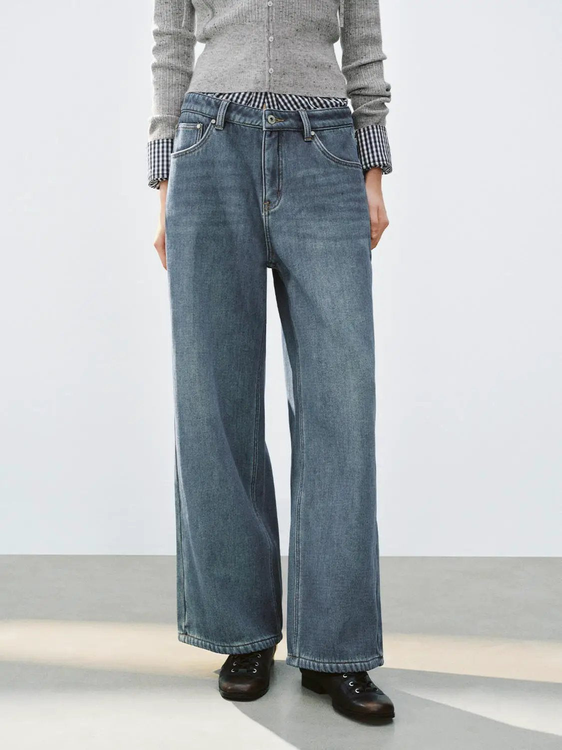 Mid-rise Wide-leg Stretch Cotton Blend Jeans
