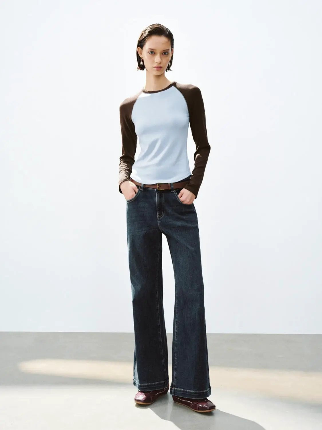 Mid-rise Wide-leg Cotton Blend Jeans