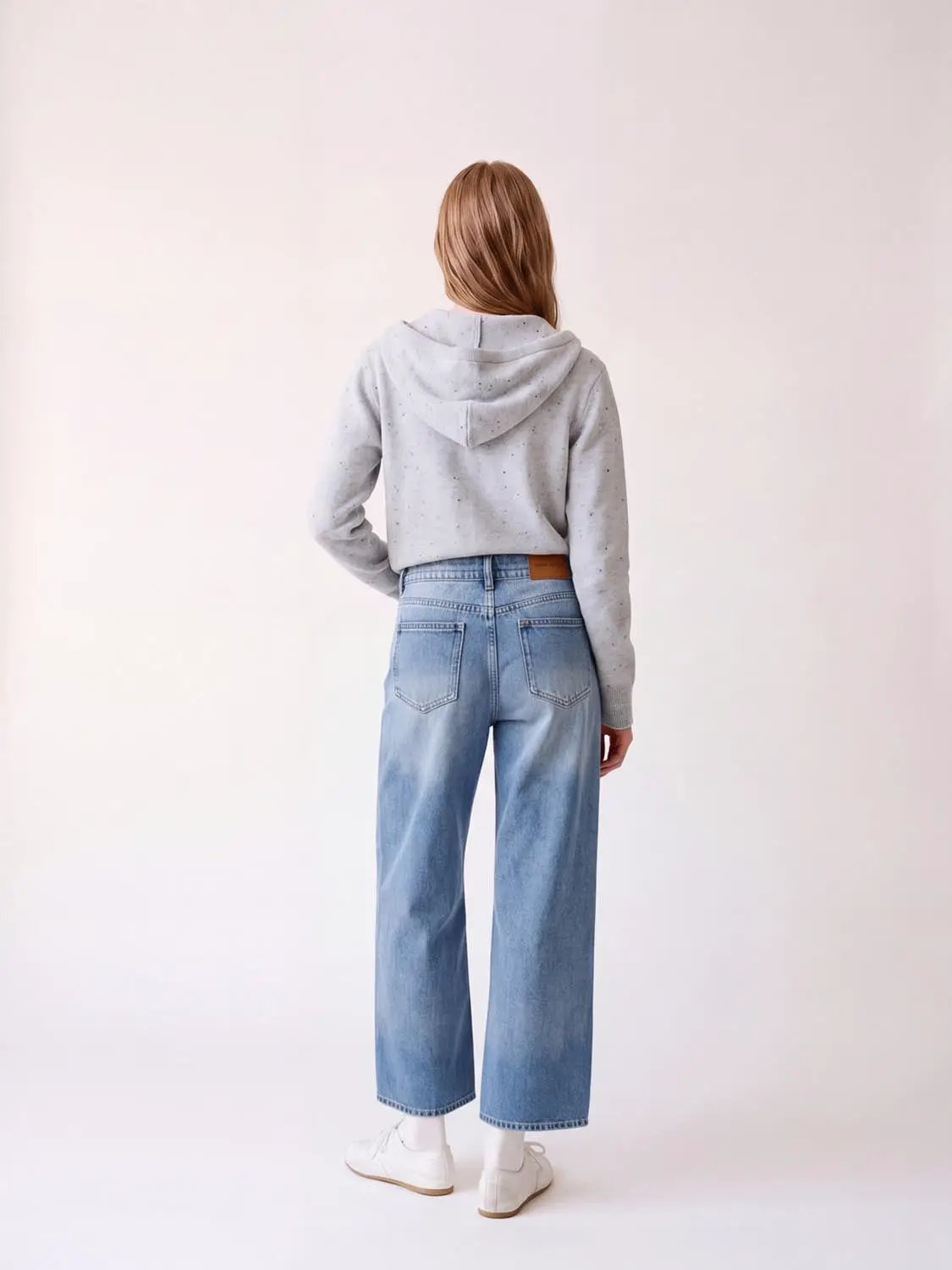 Medium Wash Faded Straight Leg Relaxed Cotton Jeans