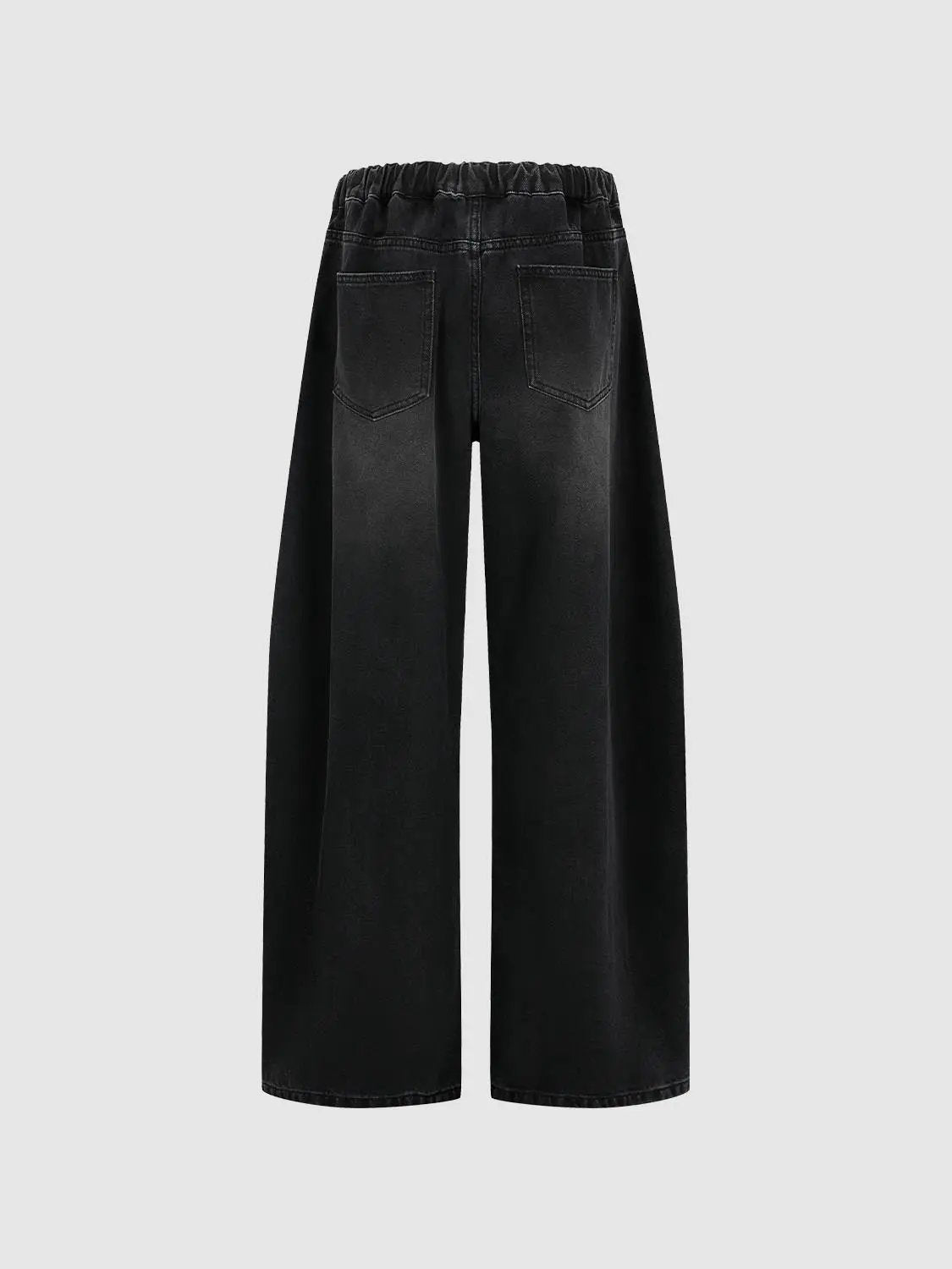 Cargo Washed Wide-leg Drawstring Cotton Jeans