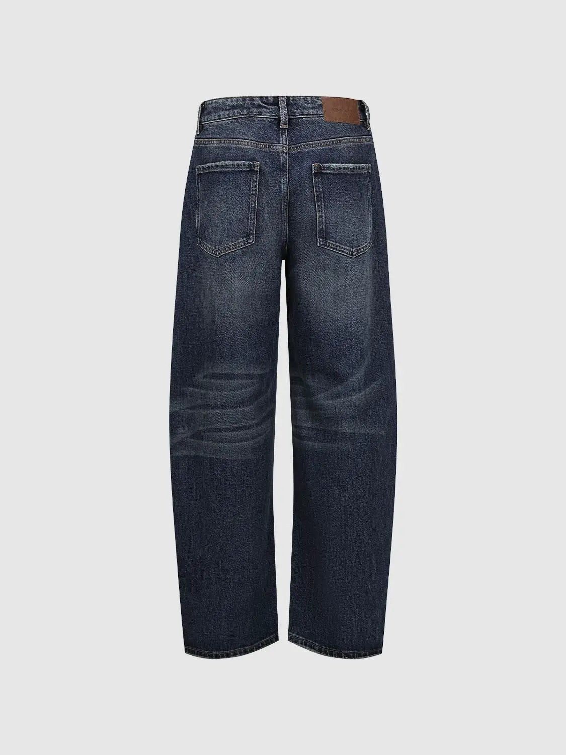 Wash Mid-rise Wide-leg Cotton Blend Jeans