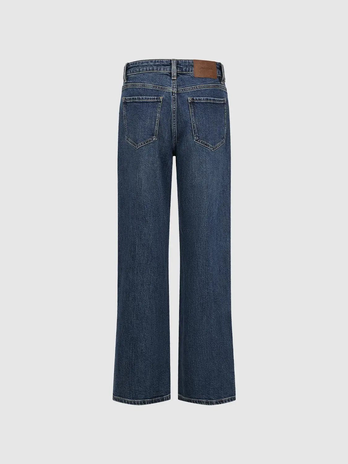 Wash Mid-rise Wide-leg Cotton Jeans