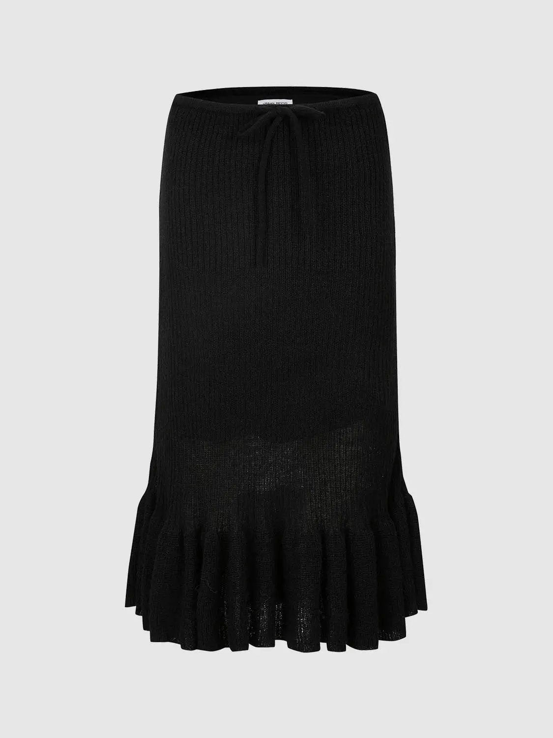 Ruffle Hem Knitted A-Line Midi Skirts