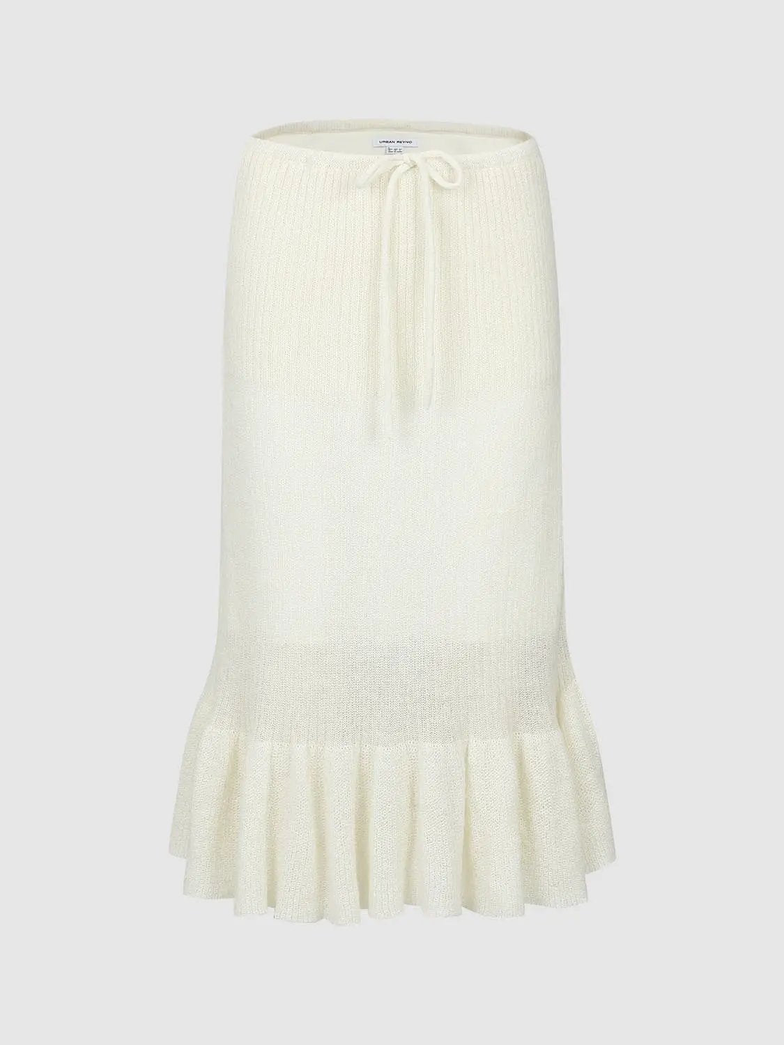 Ruffle Hem Knitted A-Line Midi Skirts