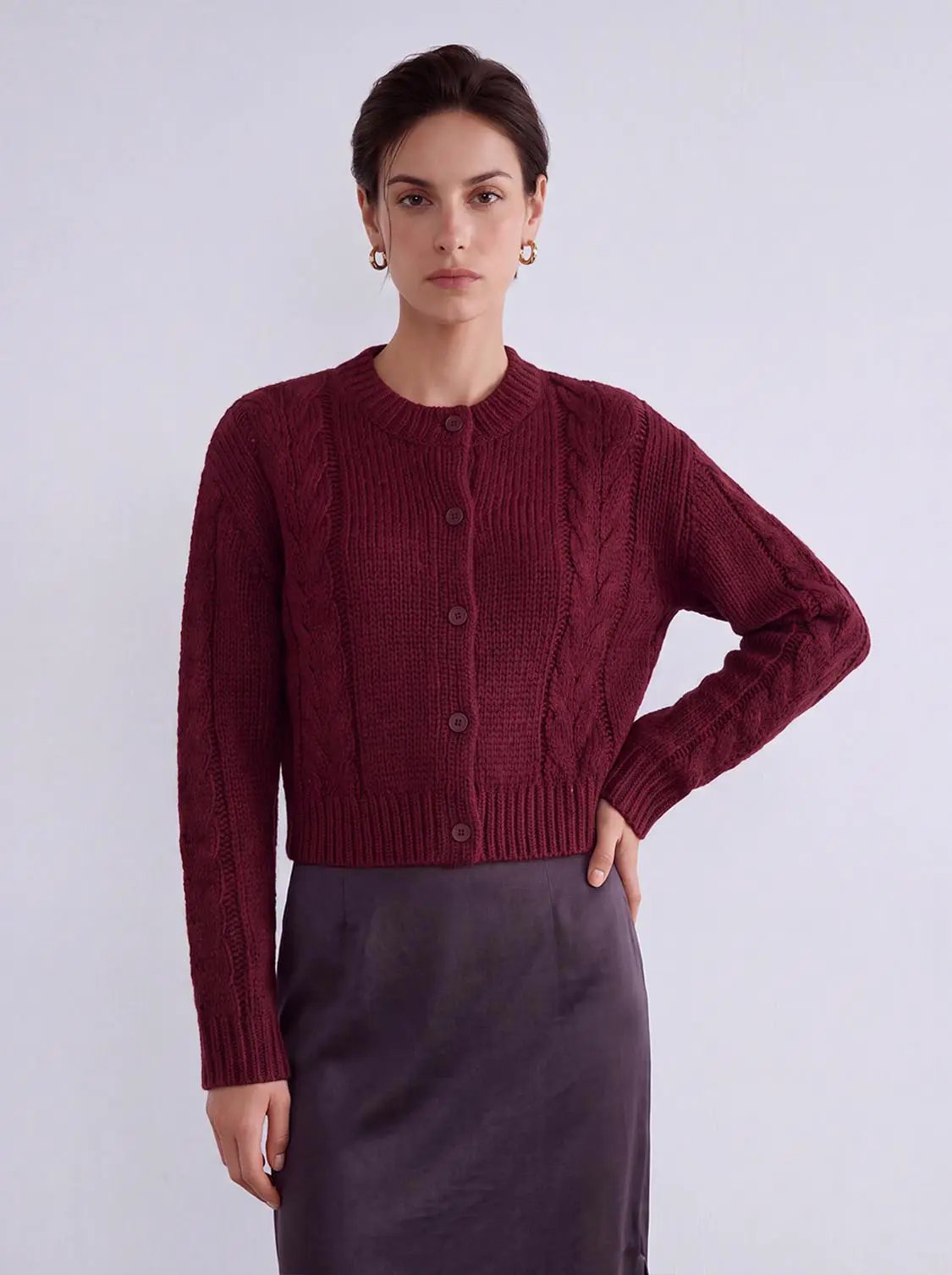 Button Up Cable Knitted Cardigans