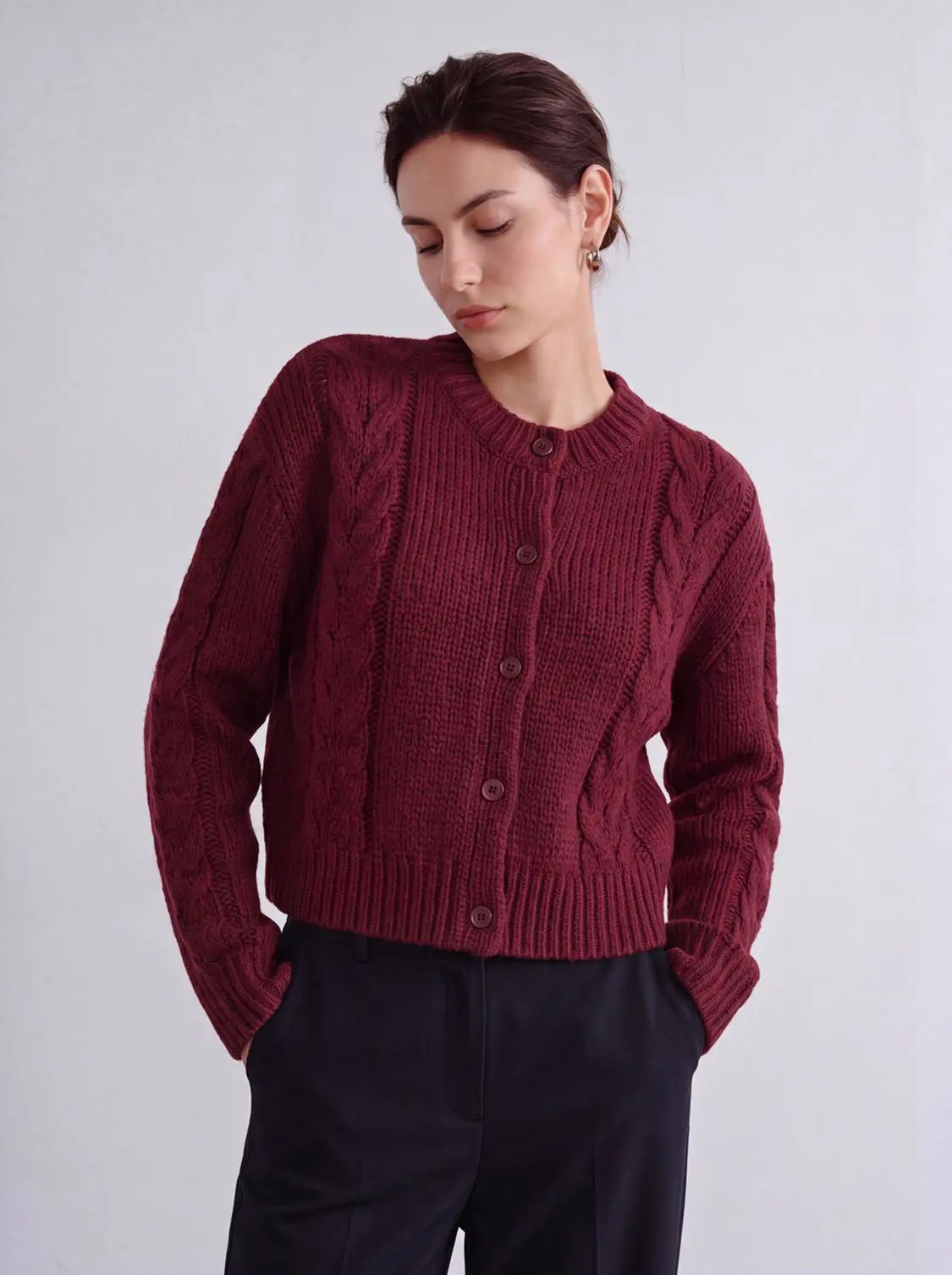 Button Up Cable Knitted Cardigans