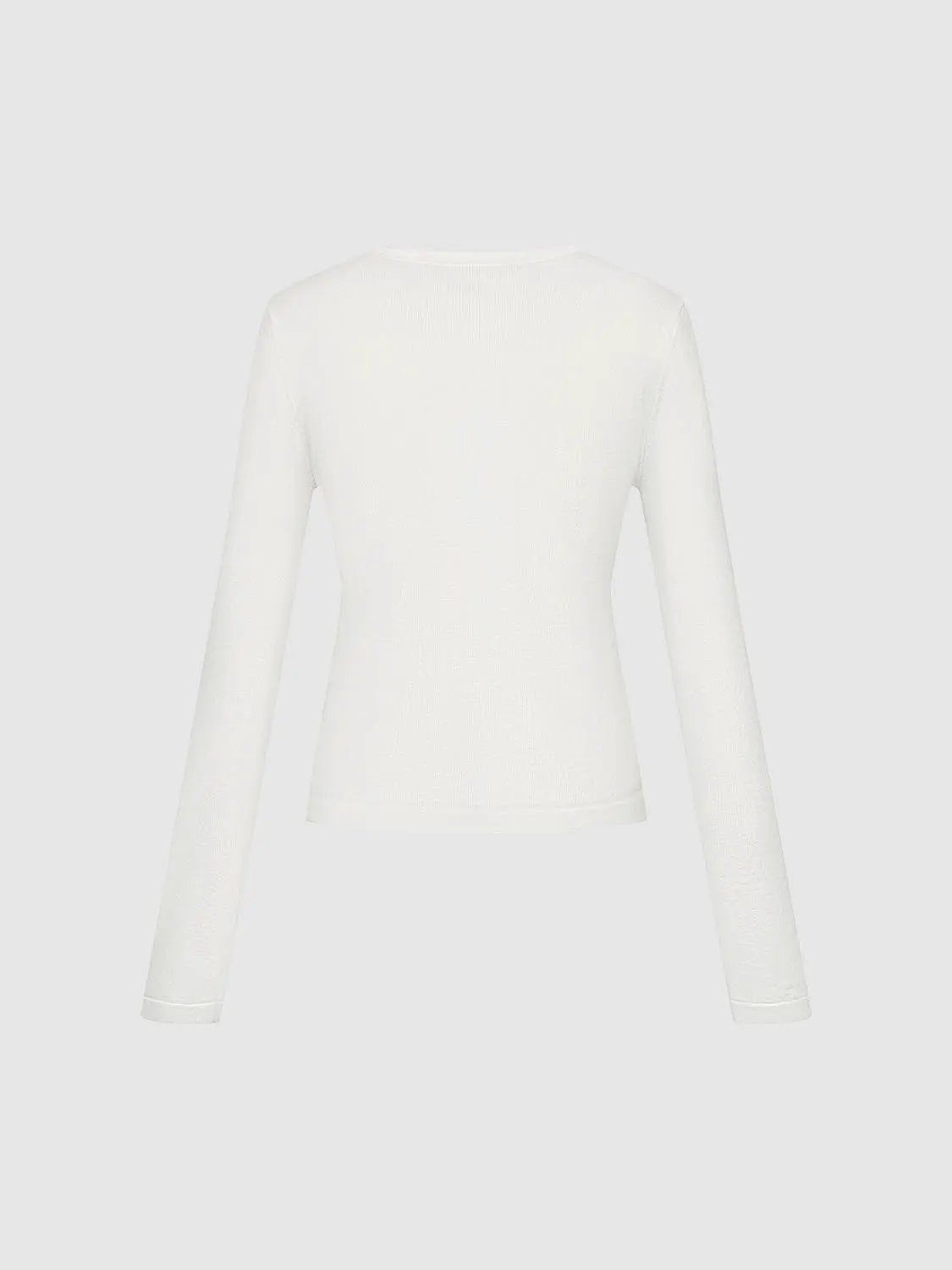 Ruched Front Crew Neck Embroidered Knitted Cotton Cardigan