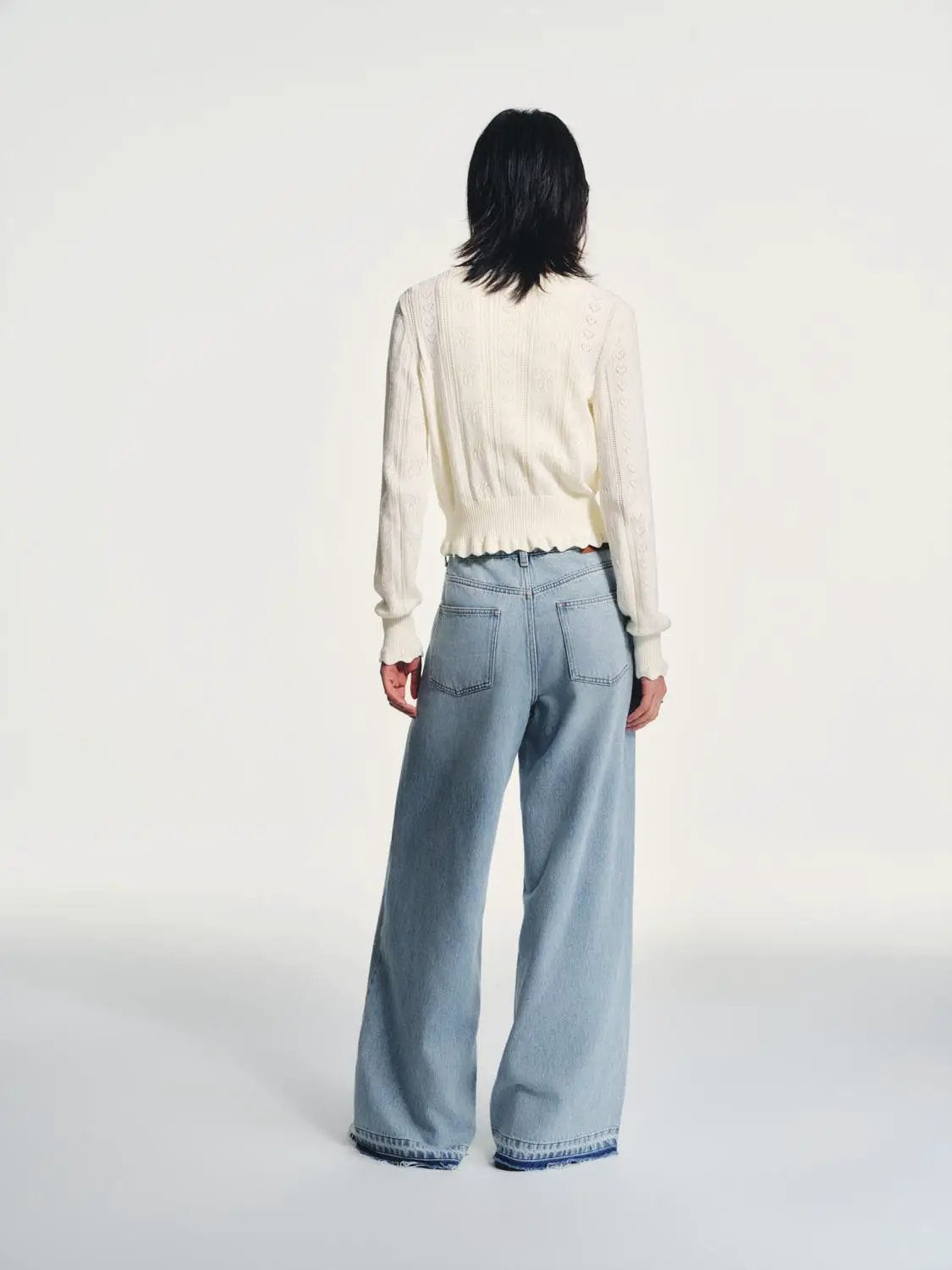 Cotton Textured Long Sleeve Button Front Cardigan