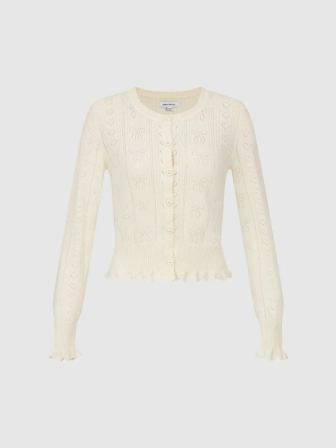 Cotton Textured Long Sleeve Button Front Cardigan