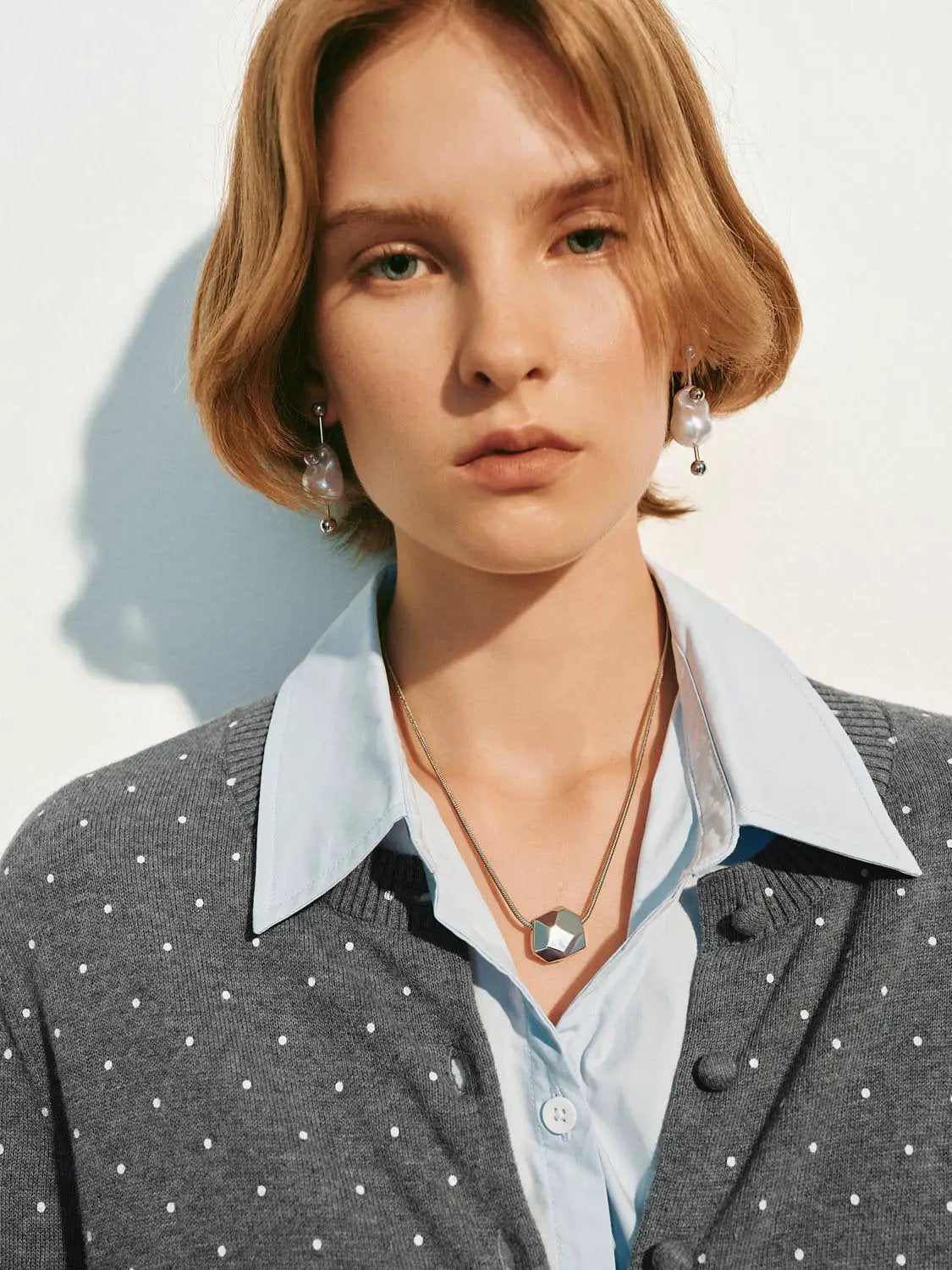 Polka Dot Knit Cotton Cardigan