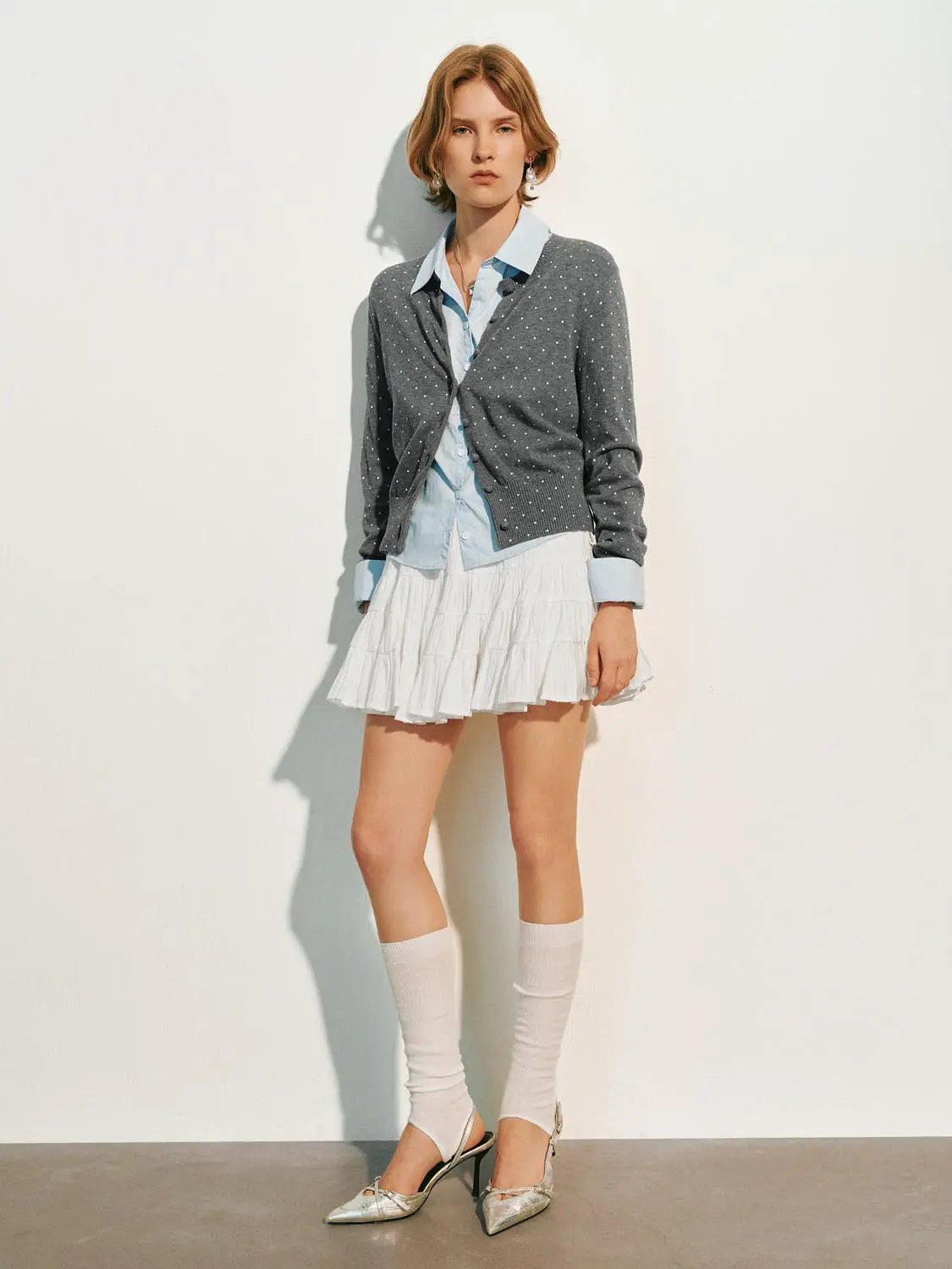 Polka Dot Knit Cotton Cardigan