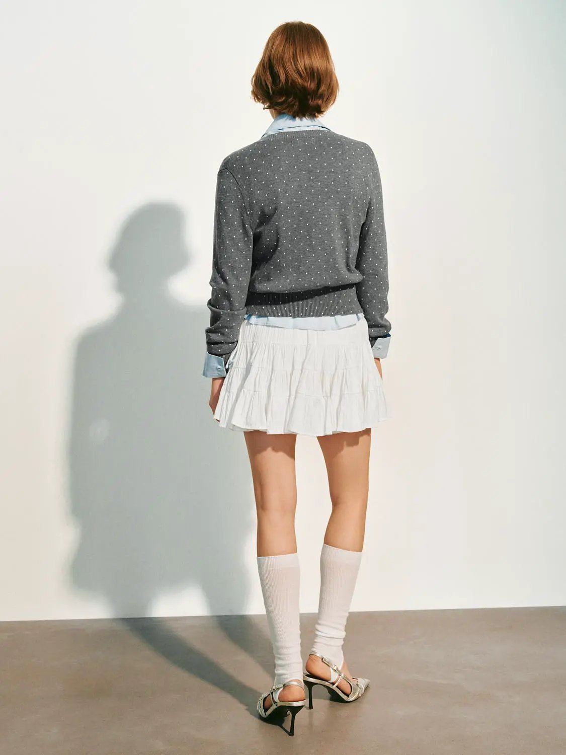 Polka Dot Knit Cotton Cardigan