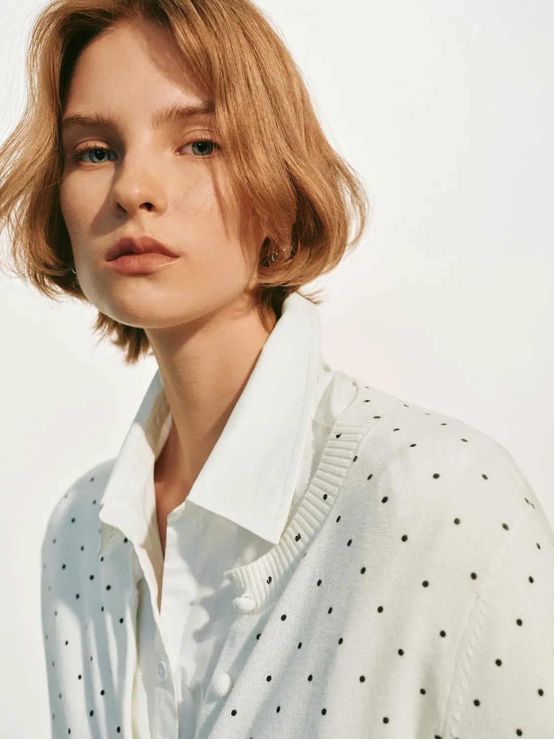 Polka Dot Knit Cotton Cardigan