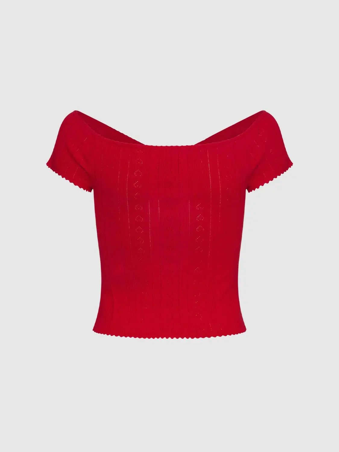Textured Bow Front Short Sleeve Cotton Blend T-Shirt
