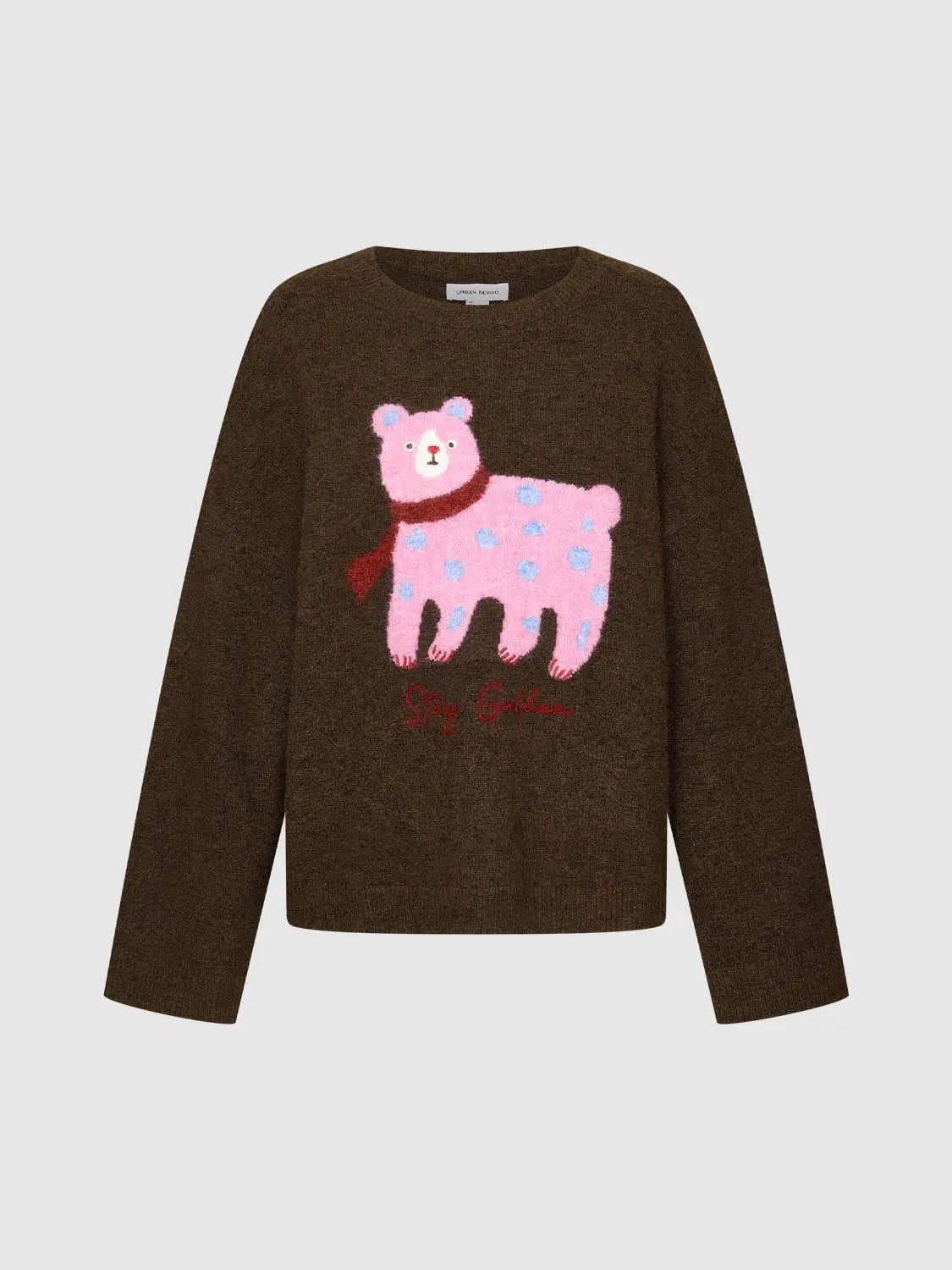Graphic Bear Crew Neck Long Sleeve Sweater